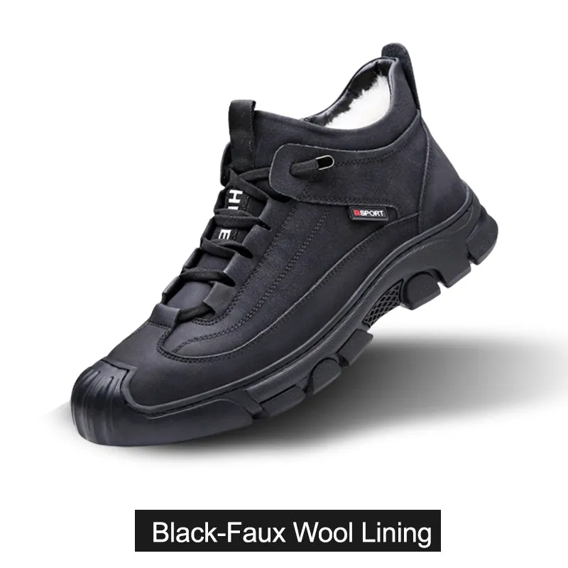 🔥Last Day Sale 50% OFF🎁Men's Faux Wool Lining Leather Sneaker