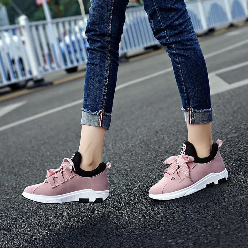 Leather Letter Print Platform Chunky Sneaker