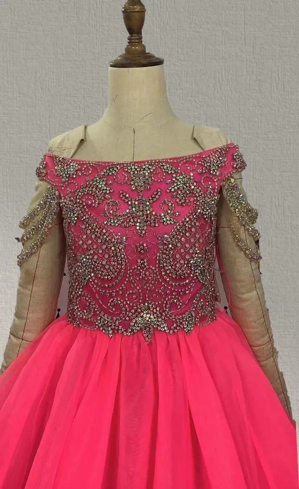 Little GIrls Stunning Hot Pink Prom Pageant Couture