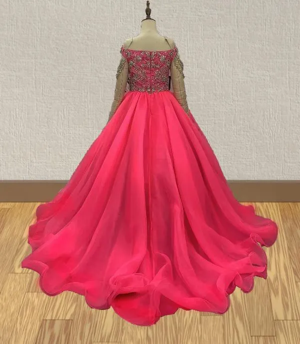 Little GIrls Stunning Hot Pink Prom Pageant Couture