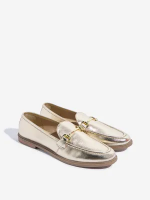 LUNA BLU Gold Hardware Design Leather Loafers