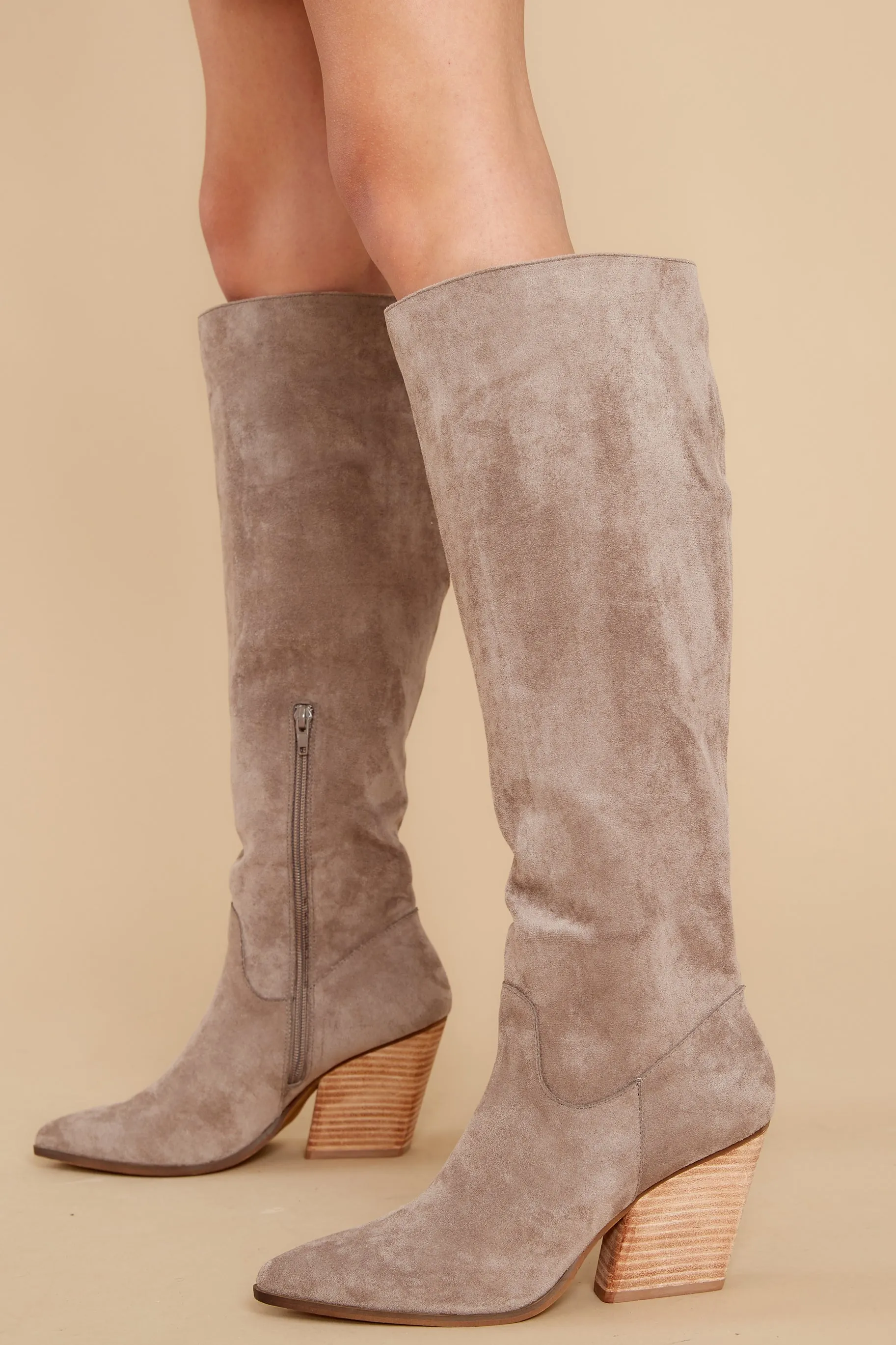 Making Plans With You Light Grey Knee High Boots