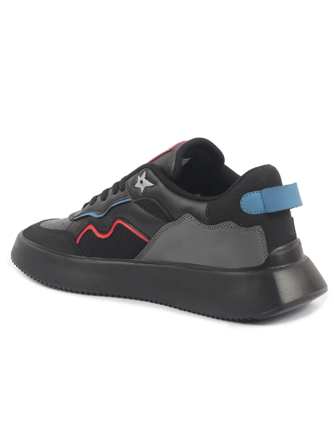 Men Black Low Top Lightweight Classic Lace-Up Sneaker Shoes|Low Ankle Casual Shoes|All Day Comfortable Sneakers