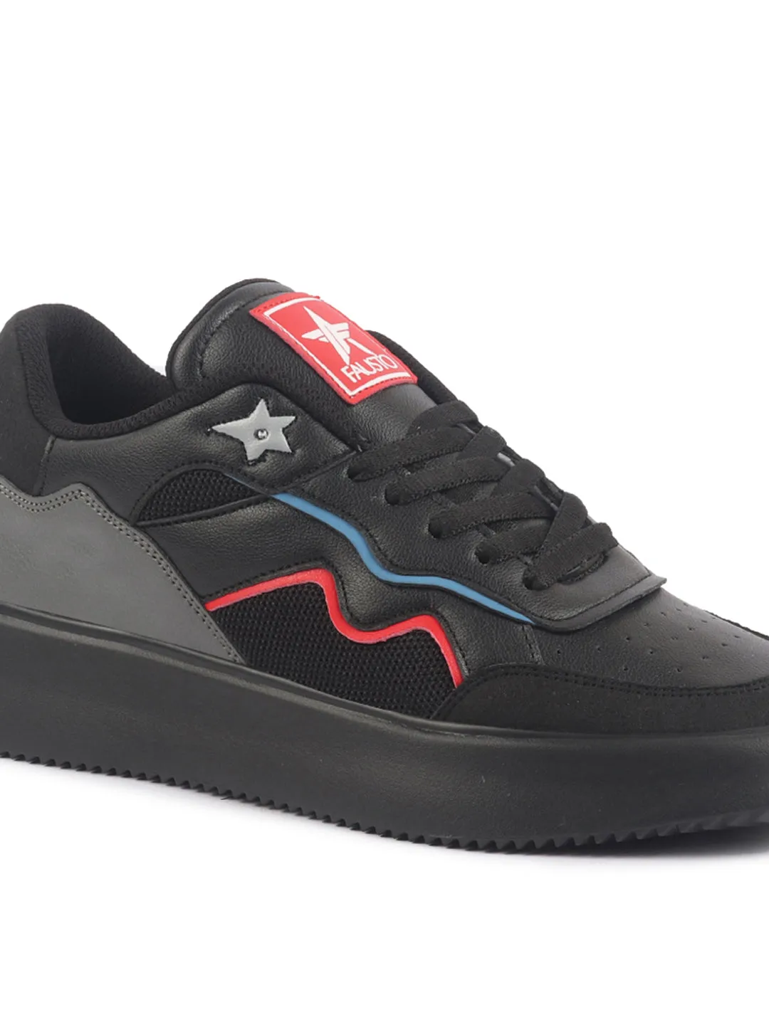 Men Black Low Top Lightweight Classic Lace-Up Sneaker Shoes|Low Ankle Casual Shoes|All Day Comfortable Sneakers
