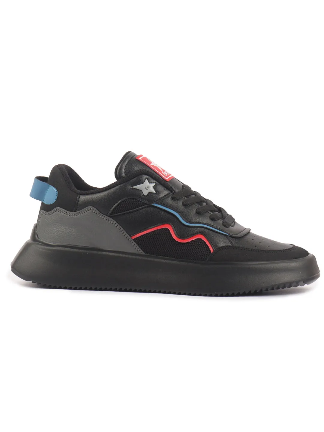 Men Black Low Top Lightweight Classic Lace-Up Sneaker Shoes|Low Ankle Casual Shoes|All Day Comfortable Sneakers