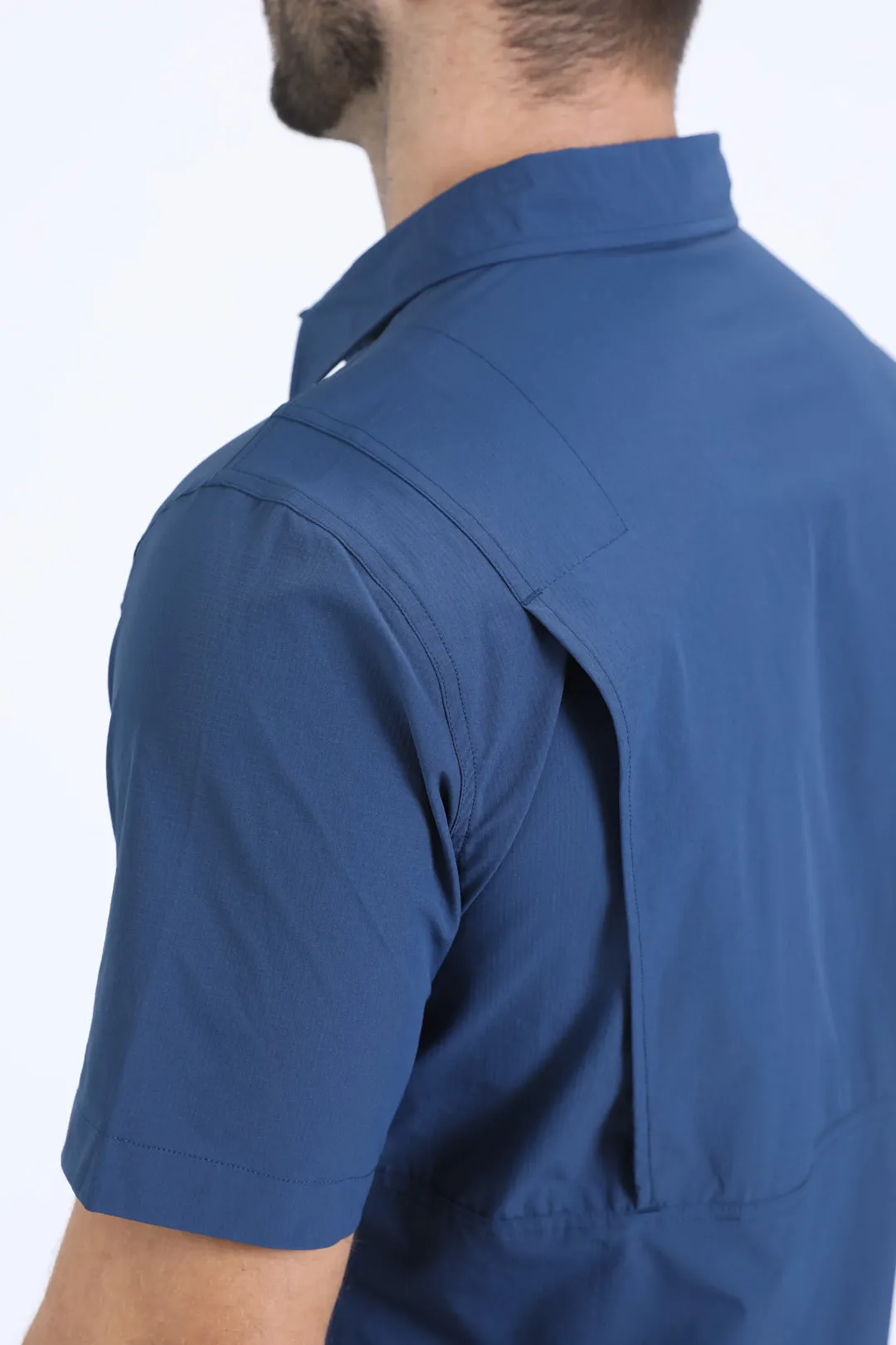 Mens Performance Classic Fit Short Sleeve Navy Shirt