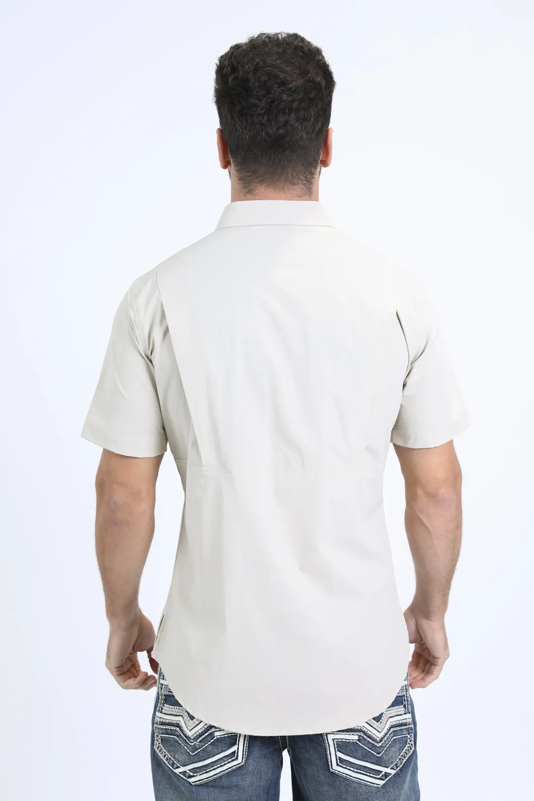 Mens Performance Classic Fit Short Sleeve Stone Shirt