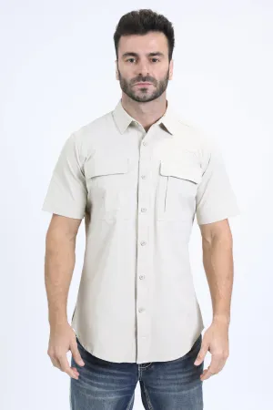 Mens Performance Classic Fit Short Sleeve Stone Shirt