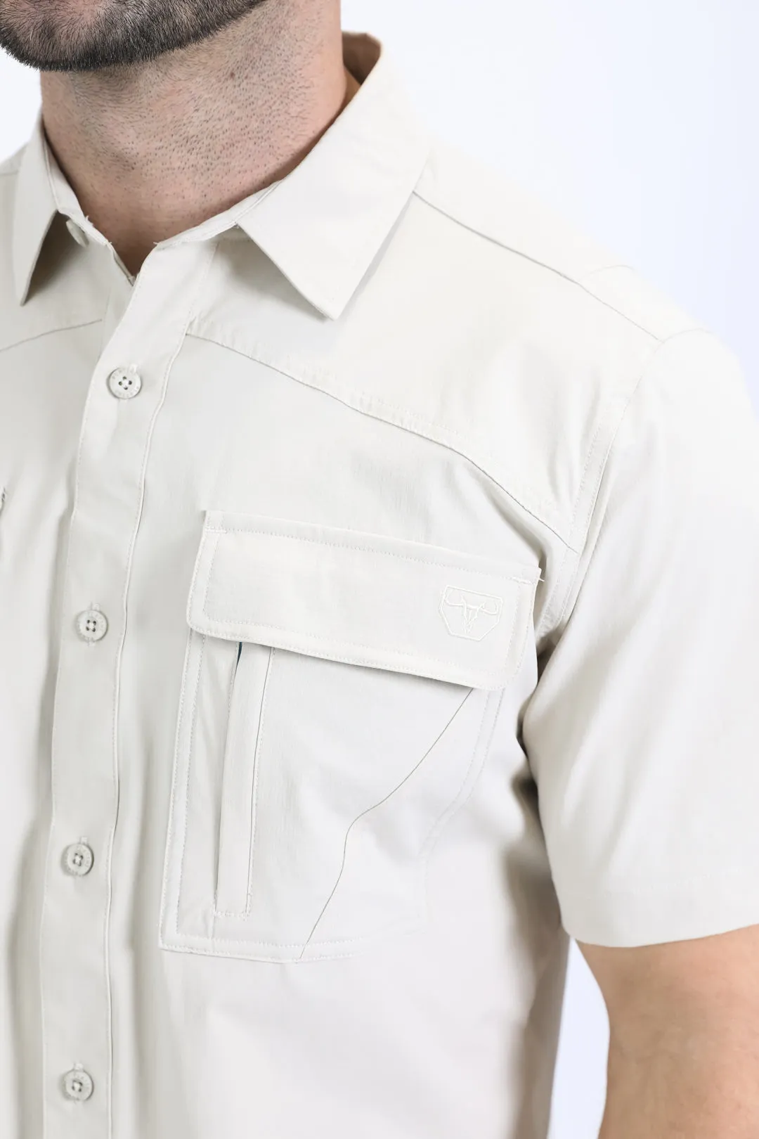 Mens Performance Classic Fit Short Sleeve Stone Shirt