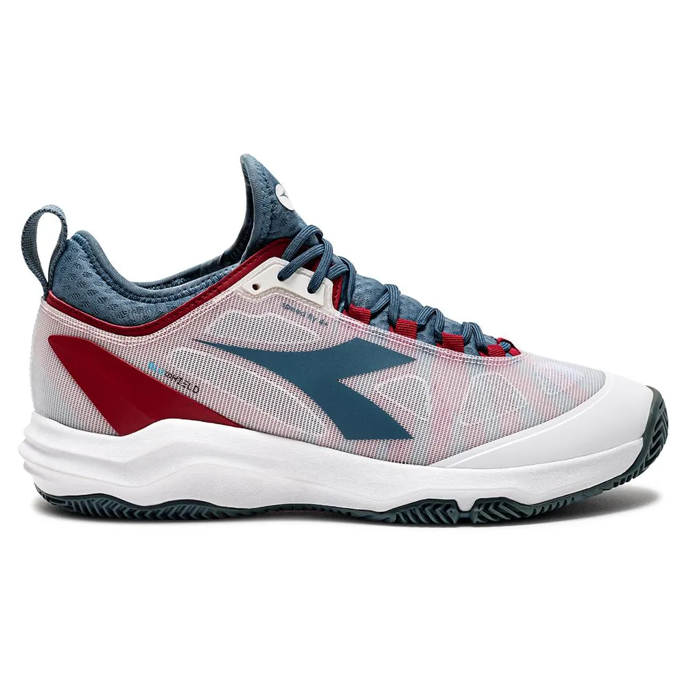Men's Speed Blushield Fly 4 Clay Tennis Shoes White and Oceanview