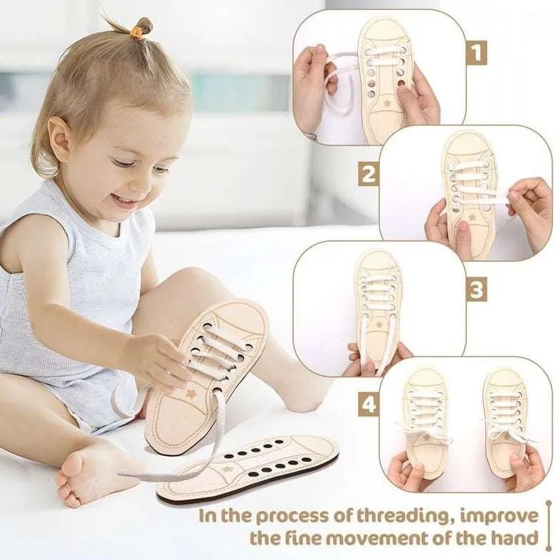 Montessori Wooden Shoelace Toy