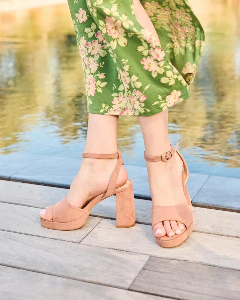Narcissus Vegan Suede Block Heels | Petal