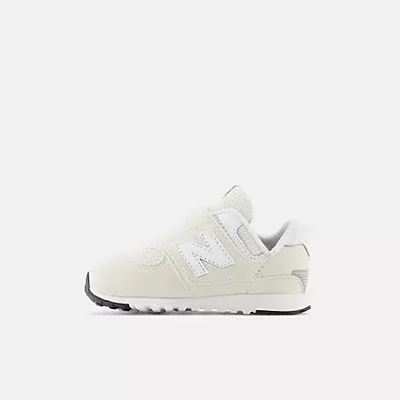 NEW BALANCE KID'S 574 HOOK & LOOP CREAM/GREY RUNNING SHOES