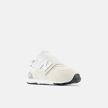 NEW BALANCE KID'S 574 HOOK & LOOP CREAM/GREY RUNNING SHOES