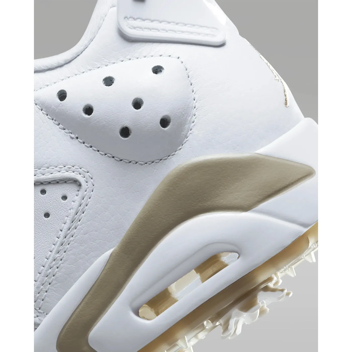 Nike Jordan Retro 6 Golf Shoes - White/Khaki