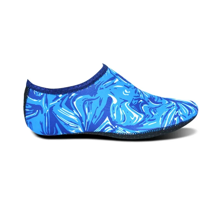 Non-slip Plastic Grain Texture Thick Cloth Sole Printing Diving Shoes and Socks, One Pair, Size:XXXL (Blue Figured)
