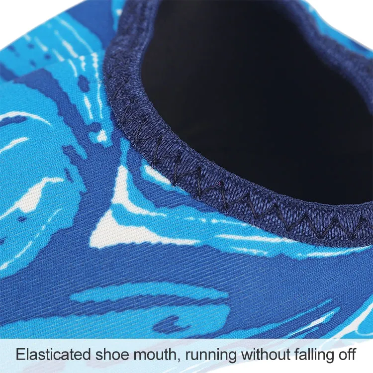 Non-slip Plastic Grain Texture Thick Cloth Sole Printing Diving Shoes and Socks, One Pair, Size:XXXL (Blue Lines)