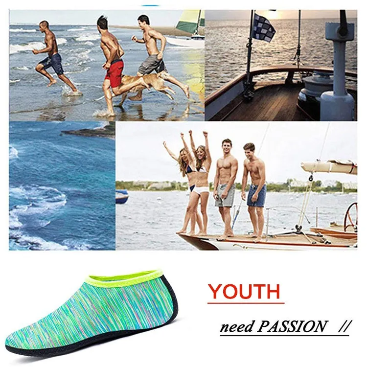 Non-slip Plastic Grain Texture Thick Cloth Sole Printing Diving Shoes and Socks, One Pair, Size:XXXL (Blue Lines)