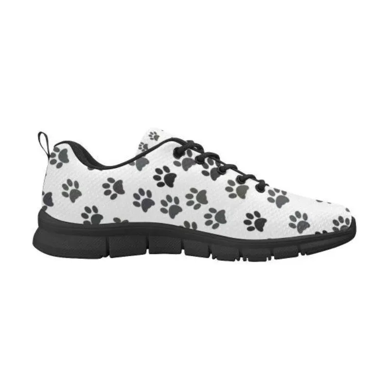 Paw Print Women Sneakers Breathable Lightweight Cat Walking Shoes Black Sole