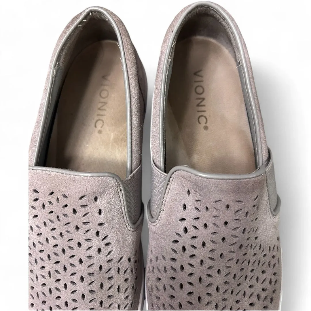 Perforated Slip-On Sneakers Casual Comfort Shoes Gray