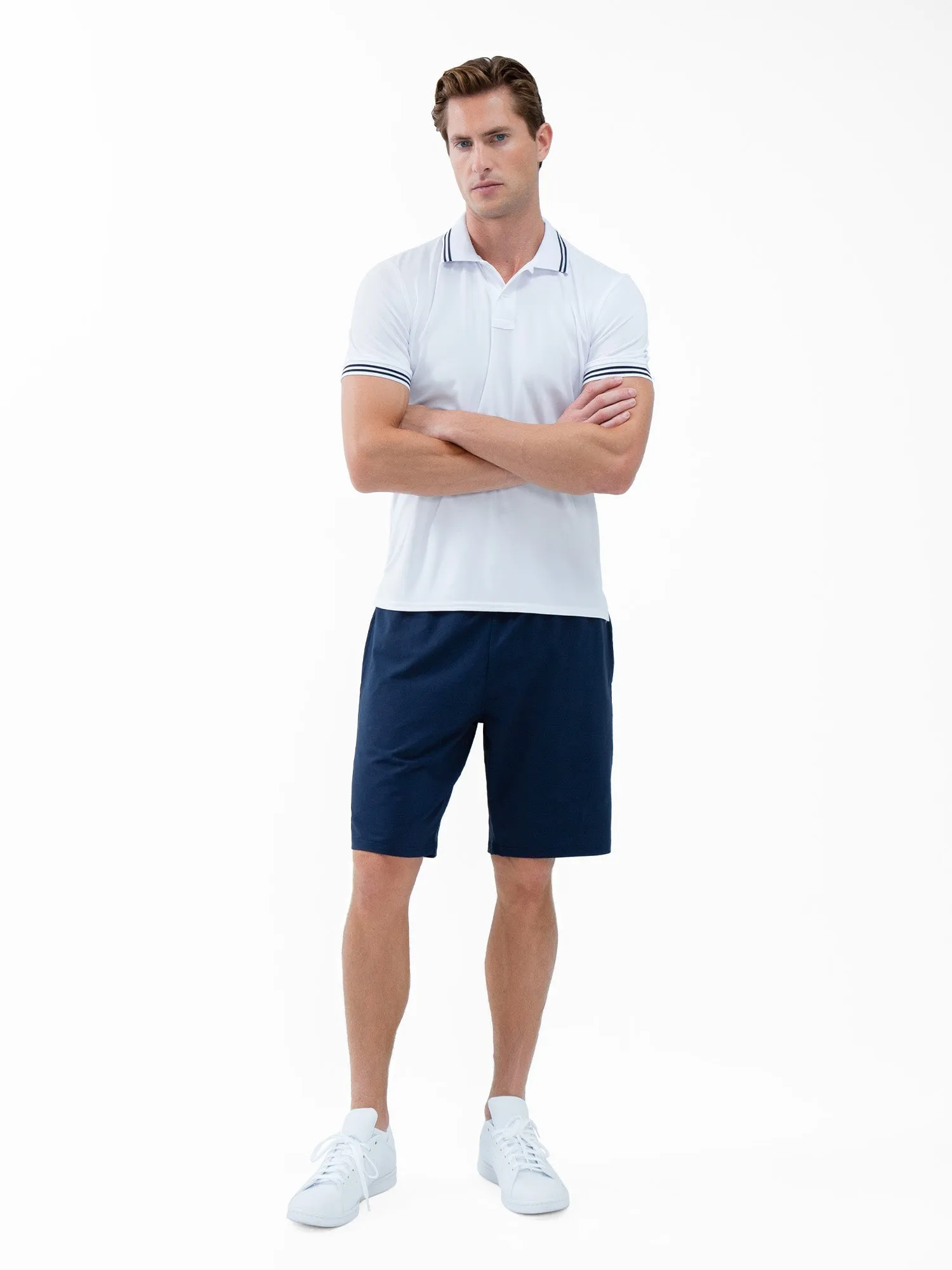 Performance Men's Classic Tennis Rib Collar Polo - White/Midnight