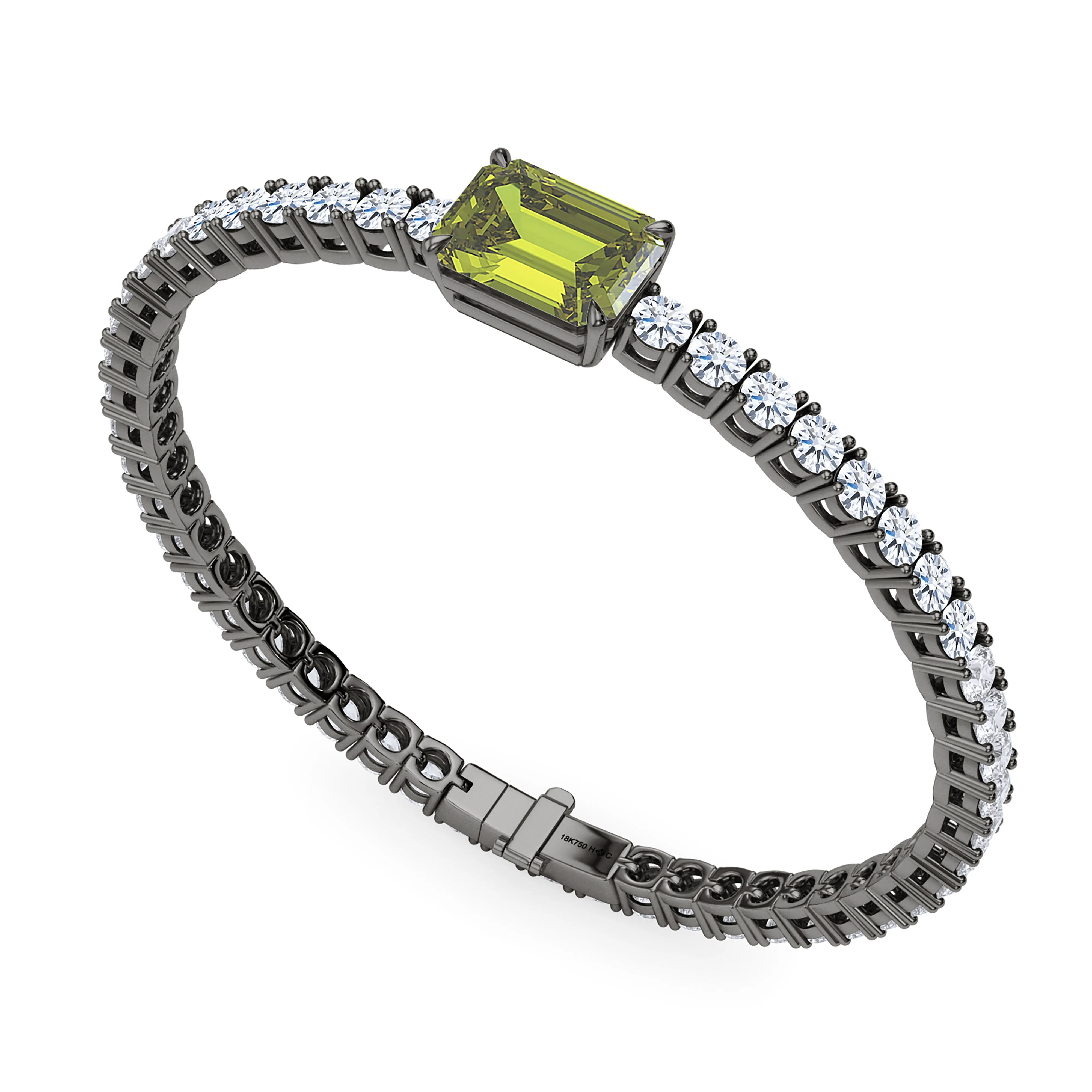 Round Cut Diamond & Birthstone Tennis Bracelet
