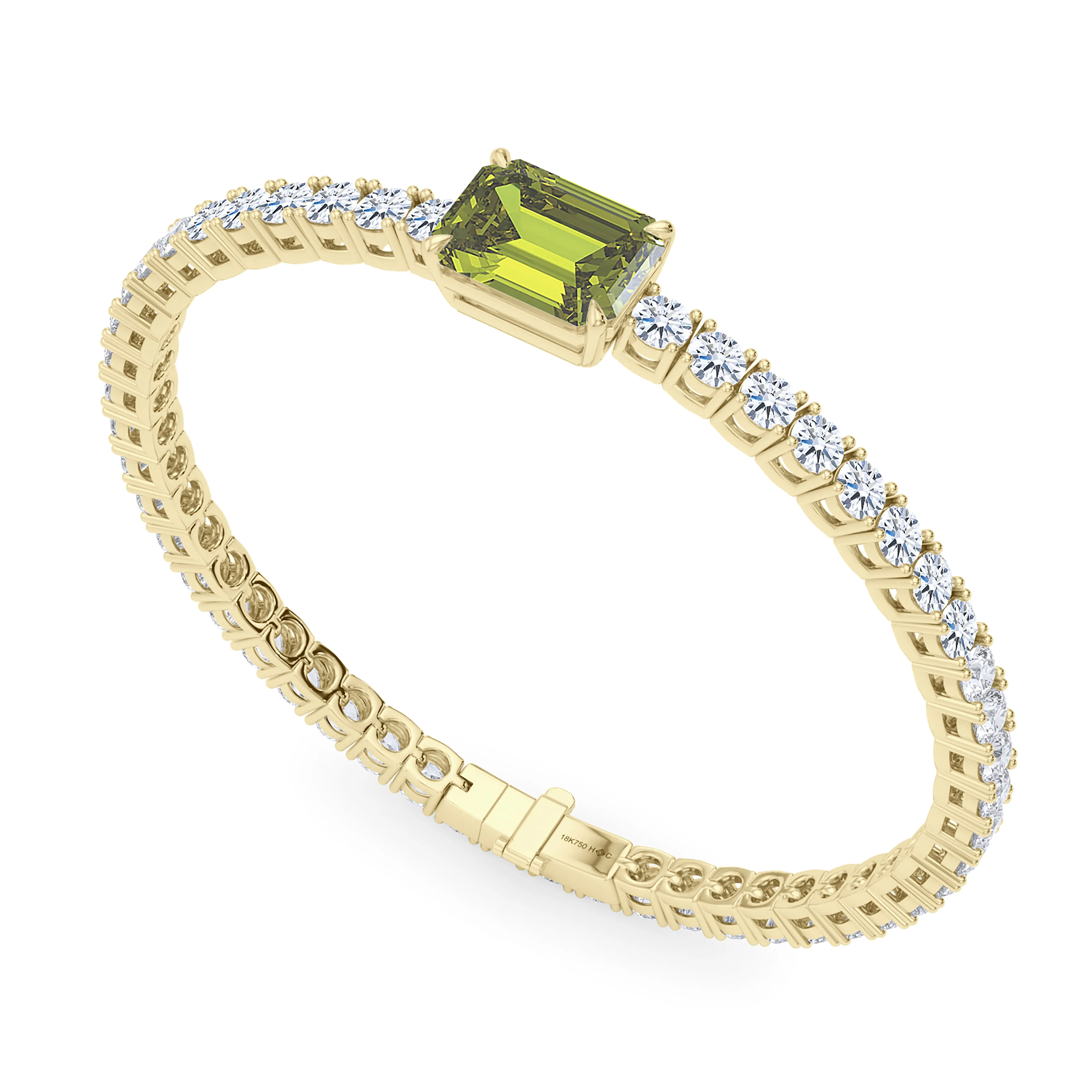 Round Cut Diamond & Birthstone Tennis Bracelet