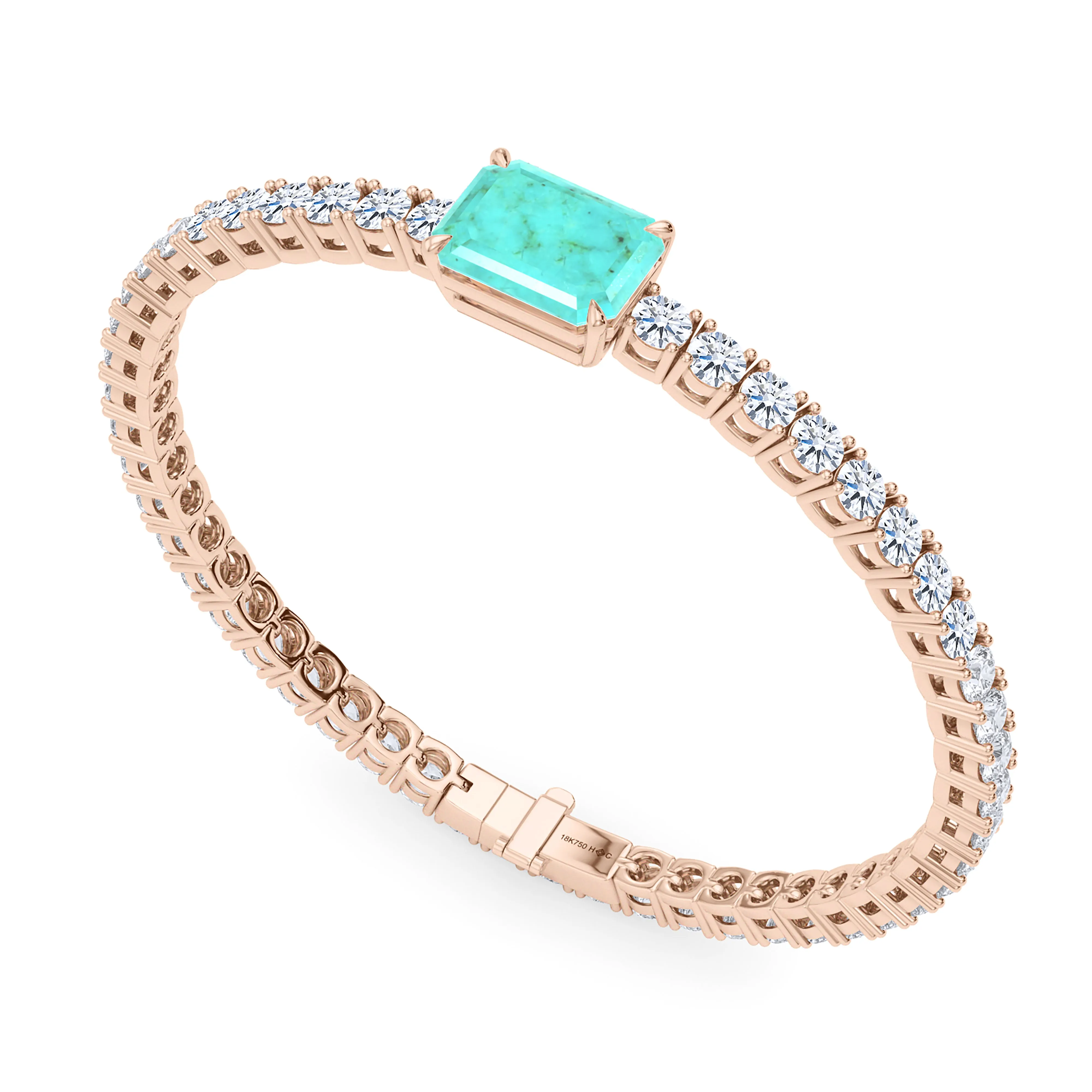Round Cut Diamond & Birthstone Tennis Bracelet