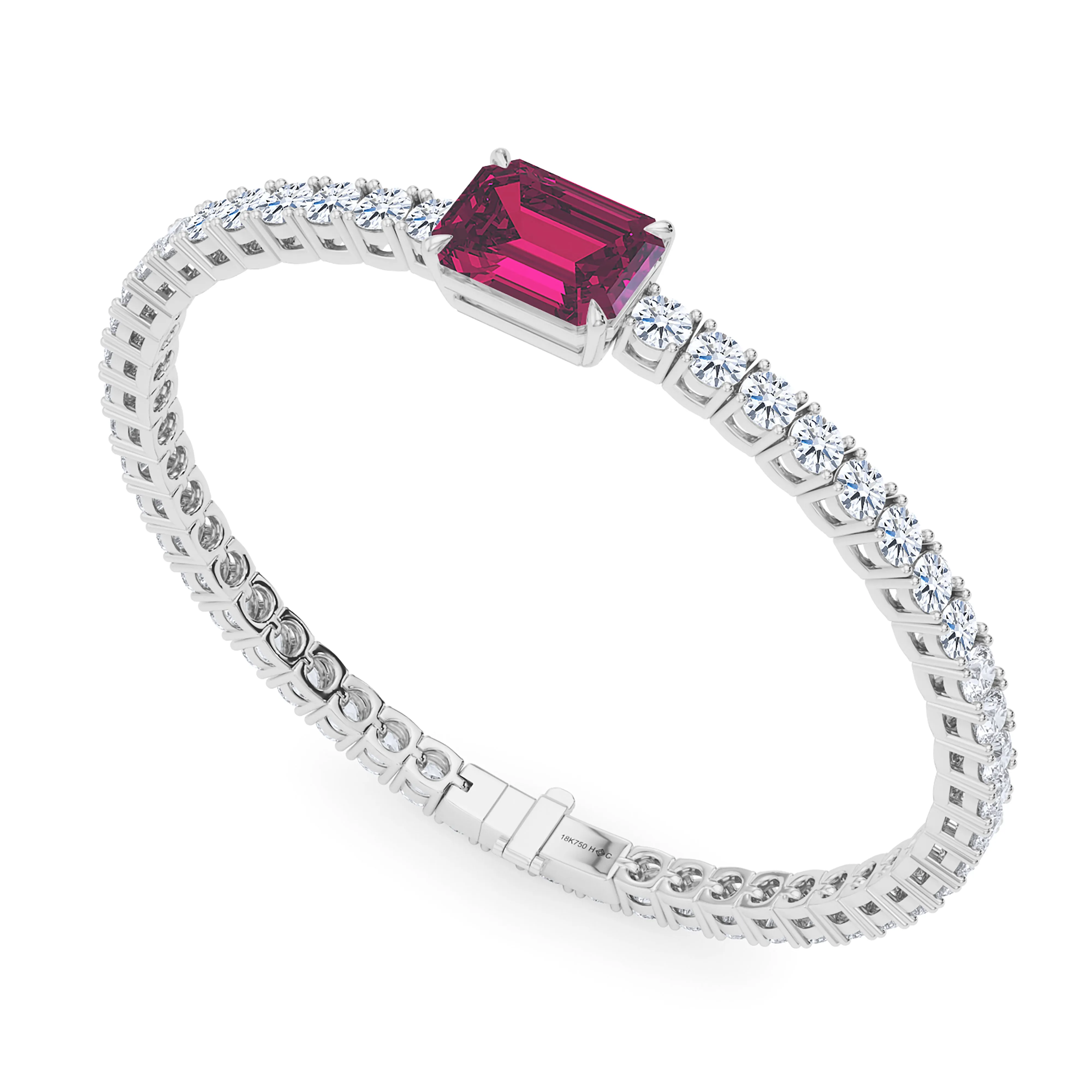 Round Cut Diamond & Birthstone Tennis Bracelet