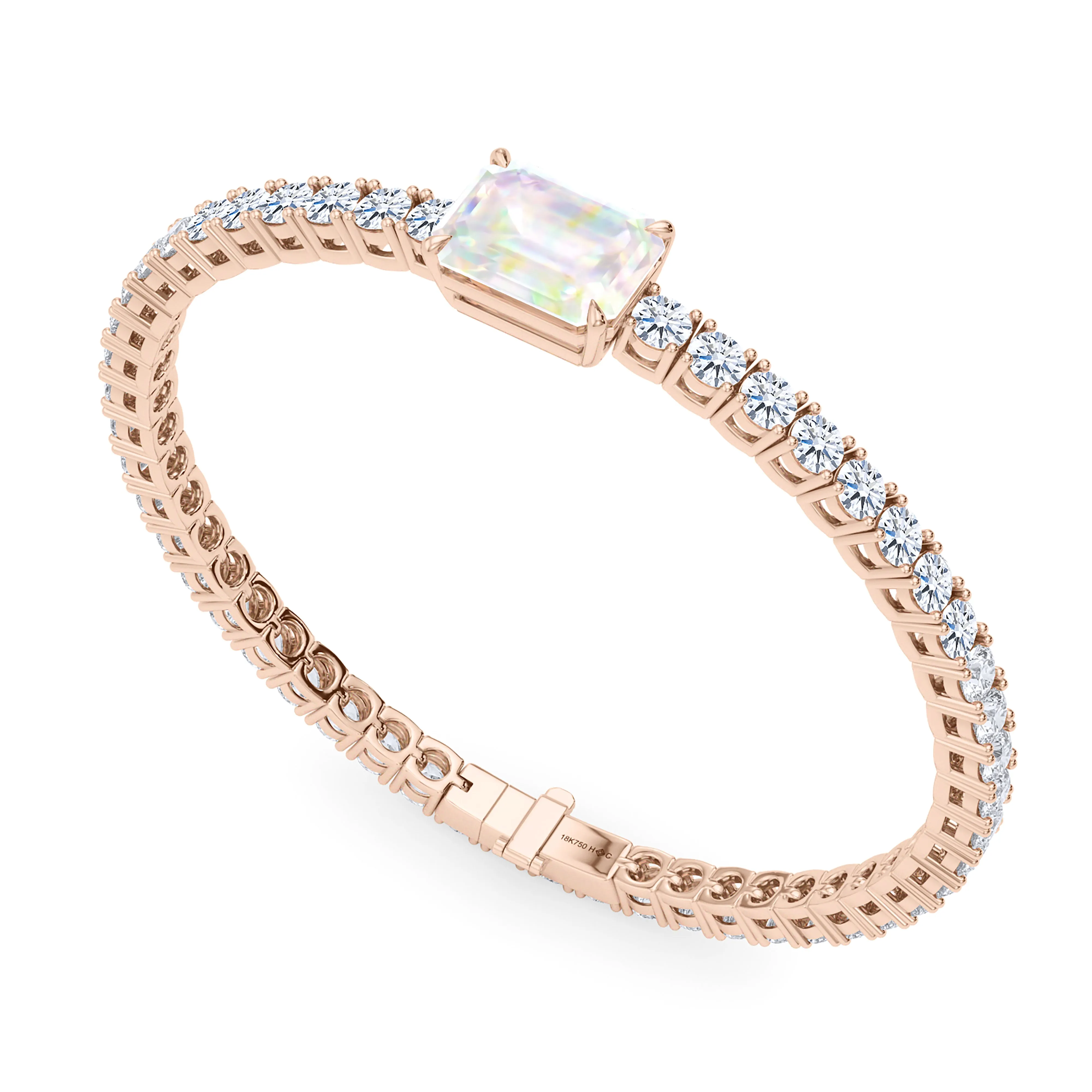 Round Cut Diamond & Birthstone Tennis Bracelet