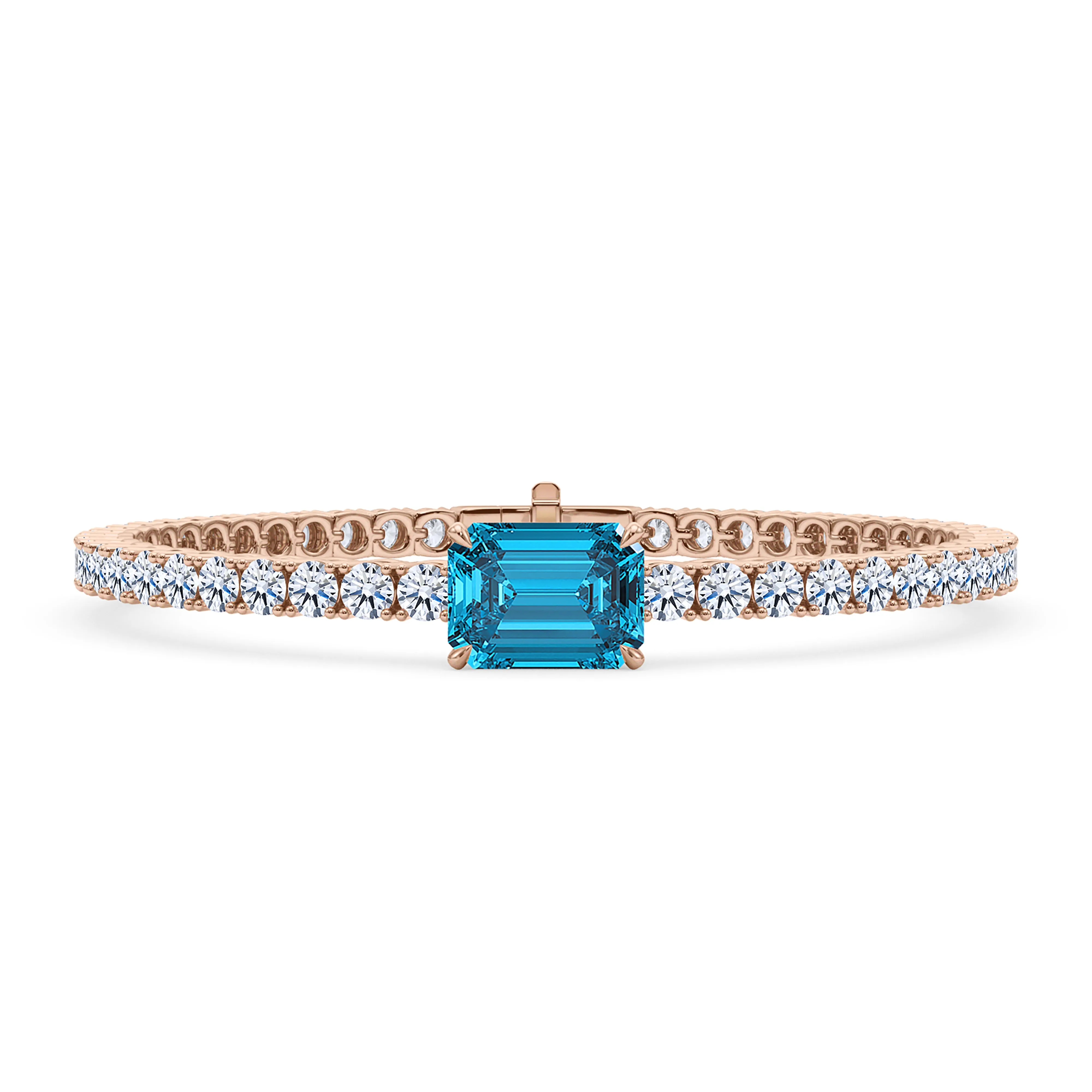 Round Cut Diamond & Birthstone Tennis Bracelet