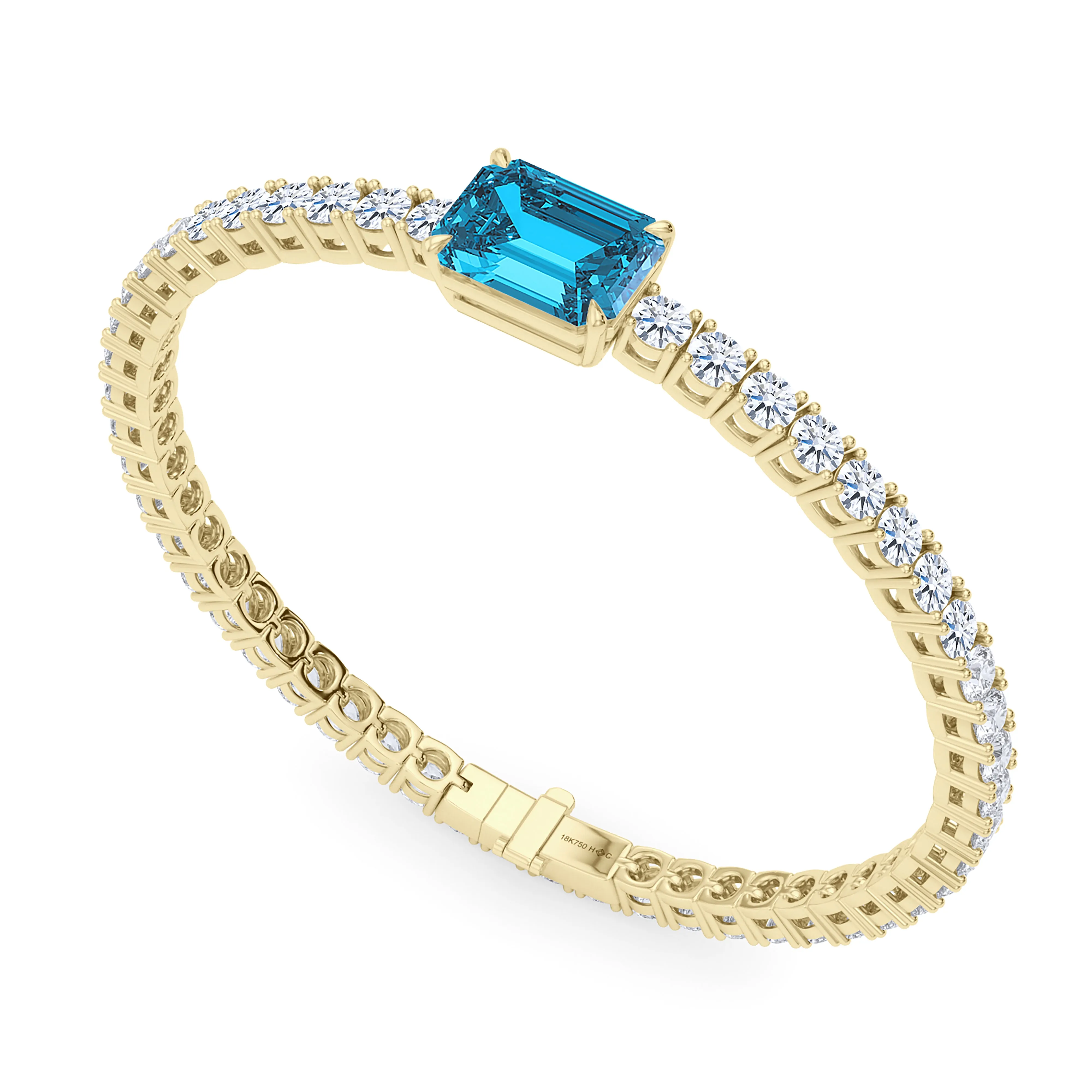 Round Cut Diamond & Birthstone Tennis Bracelet