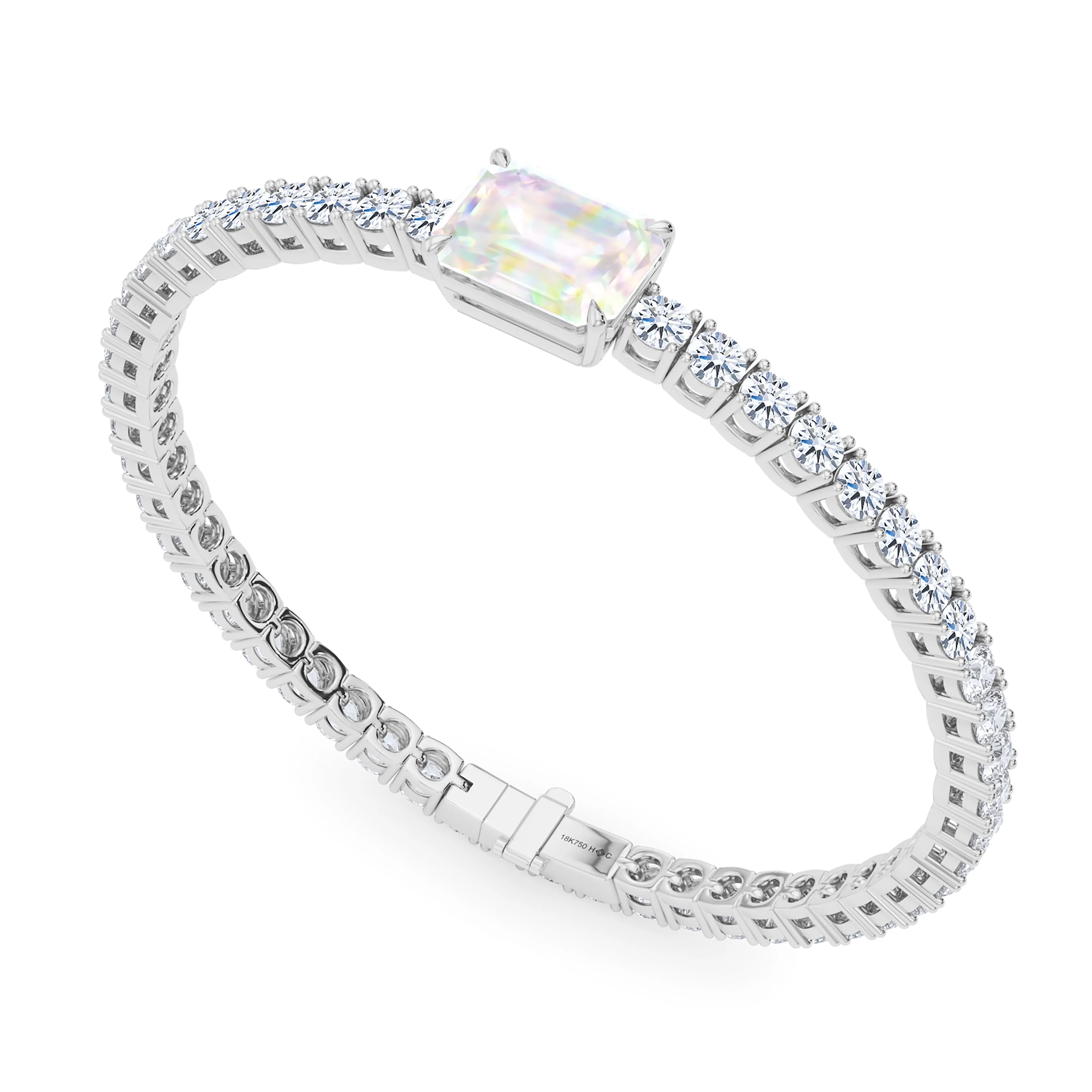 Round Cut Diamond & Birthstone Tennis Bracelet
