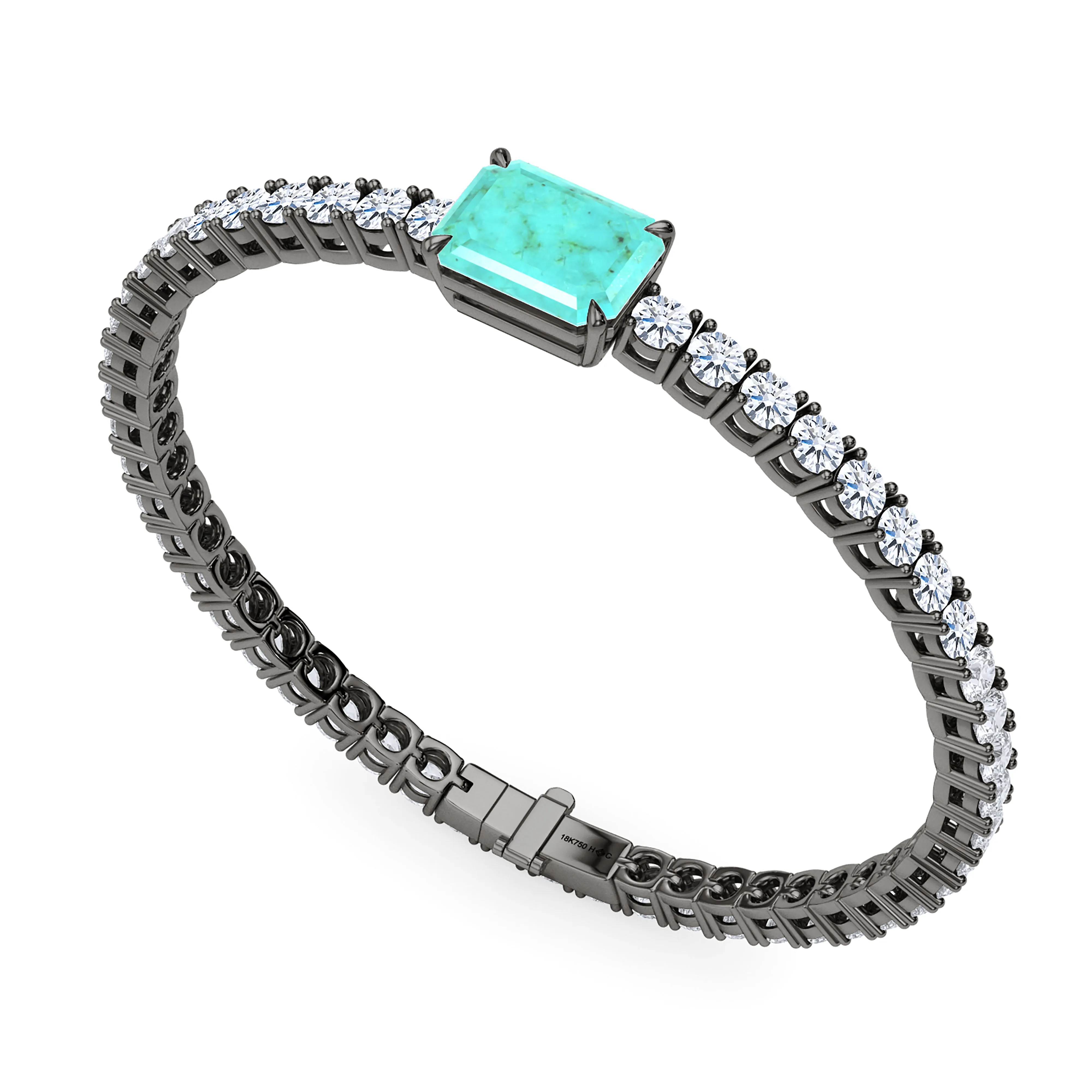 Round Cut Diamond & Birthstone Tennis Bracelet