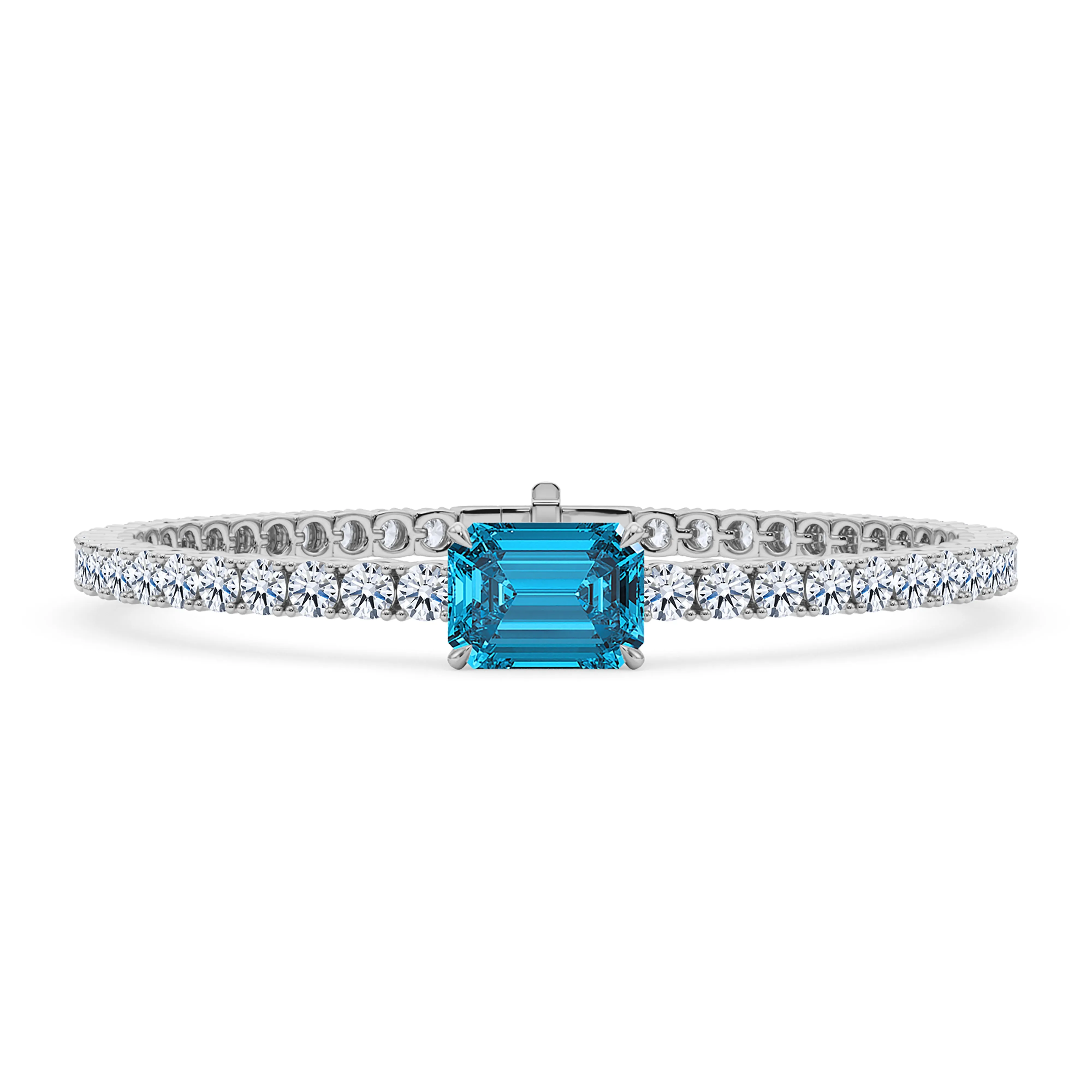 Round Cut Diamond & Birthstone Tennis Bracelet