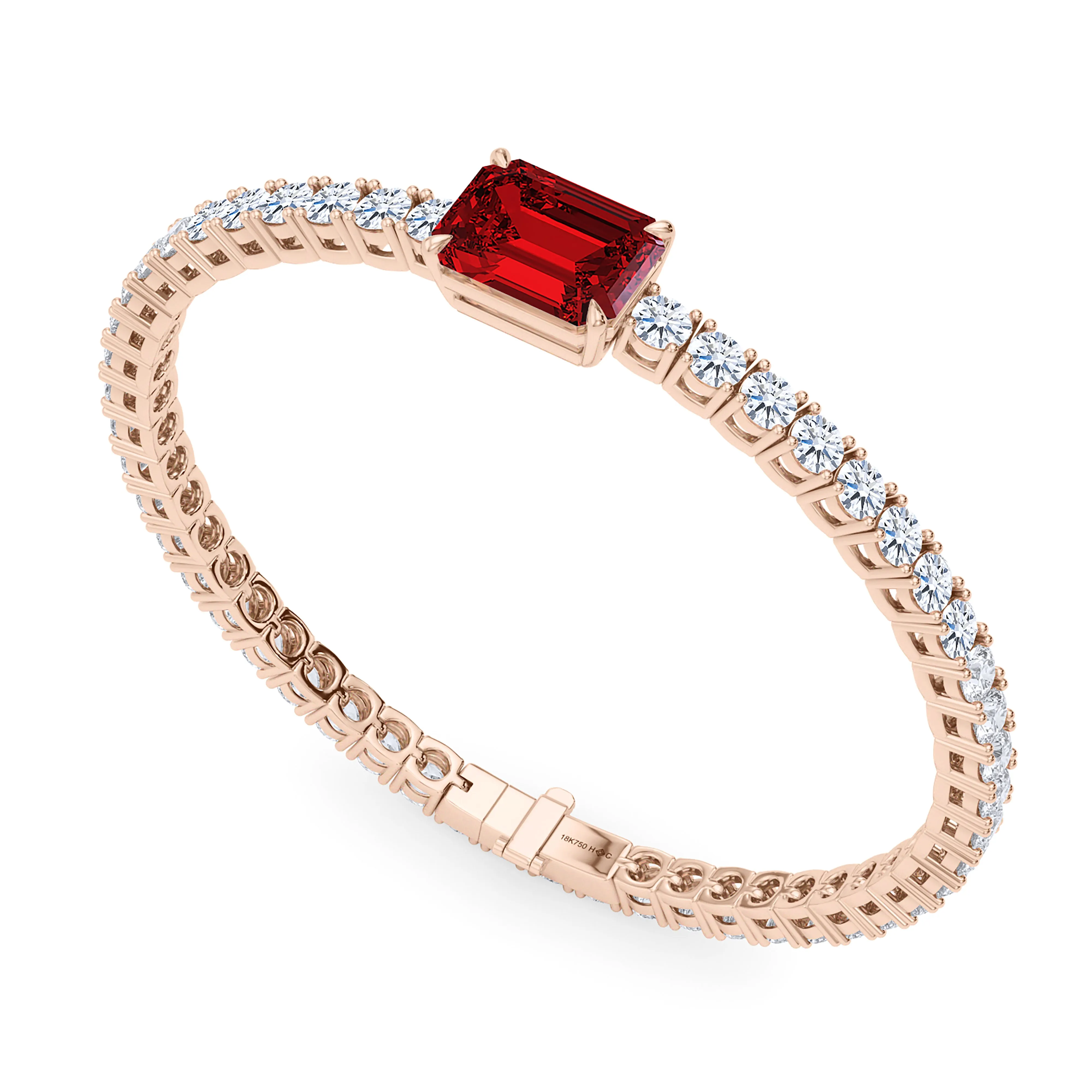 Round Cut Diamond & Birthstone Tennis Bracelet