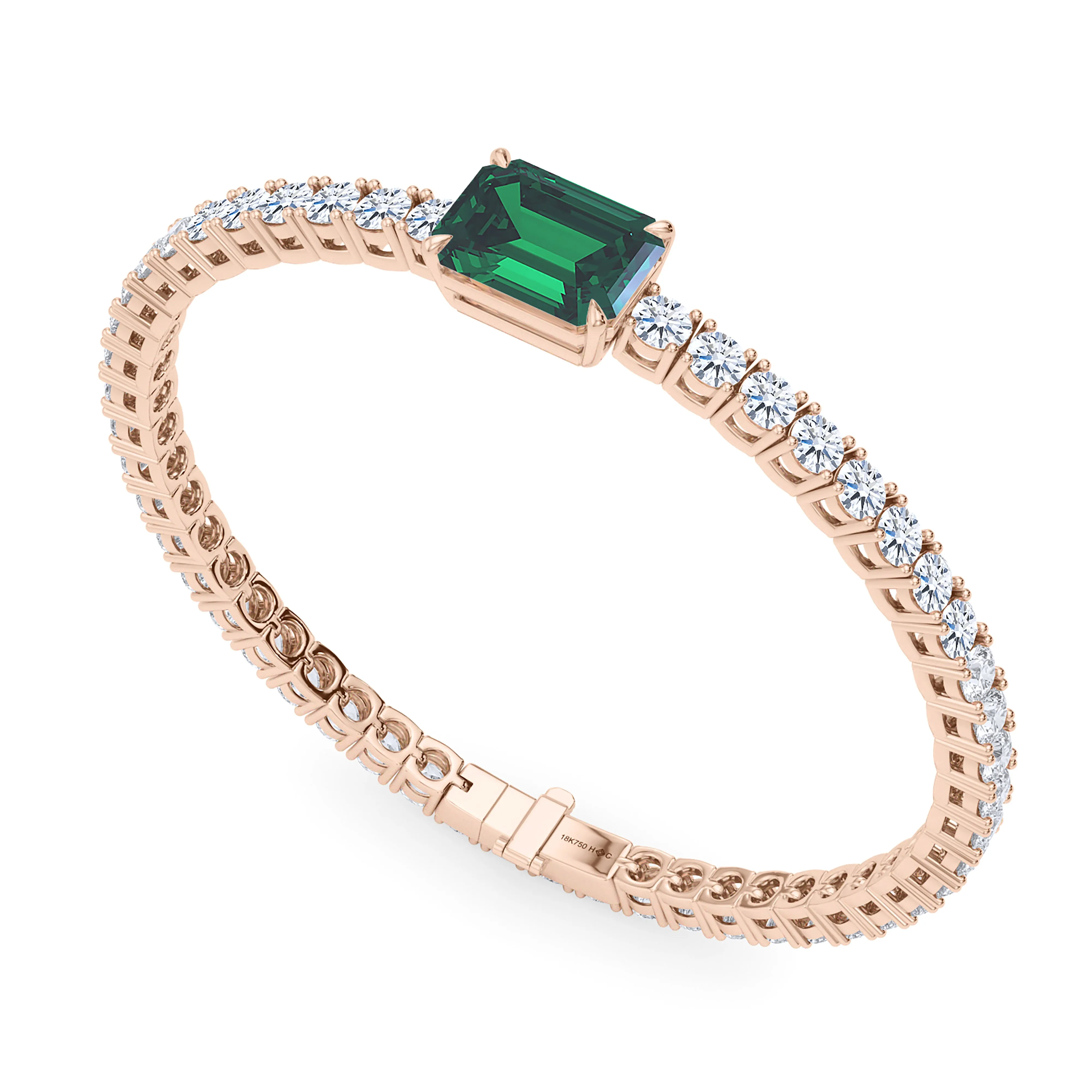 Round Cut Diamond & Birthstone Tennis Bracelet