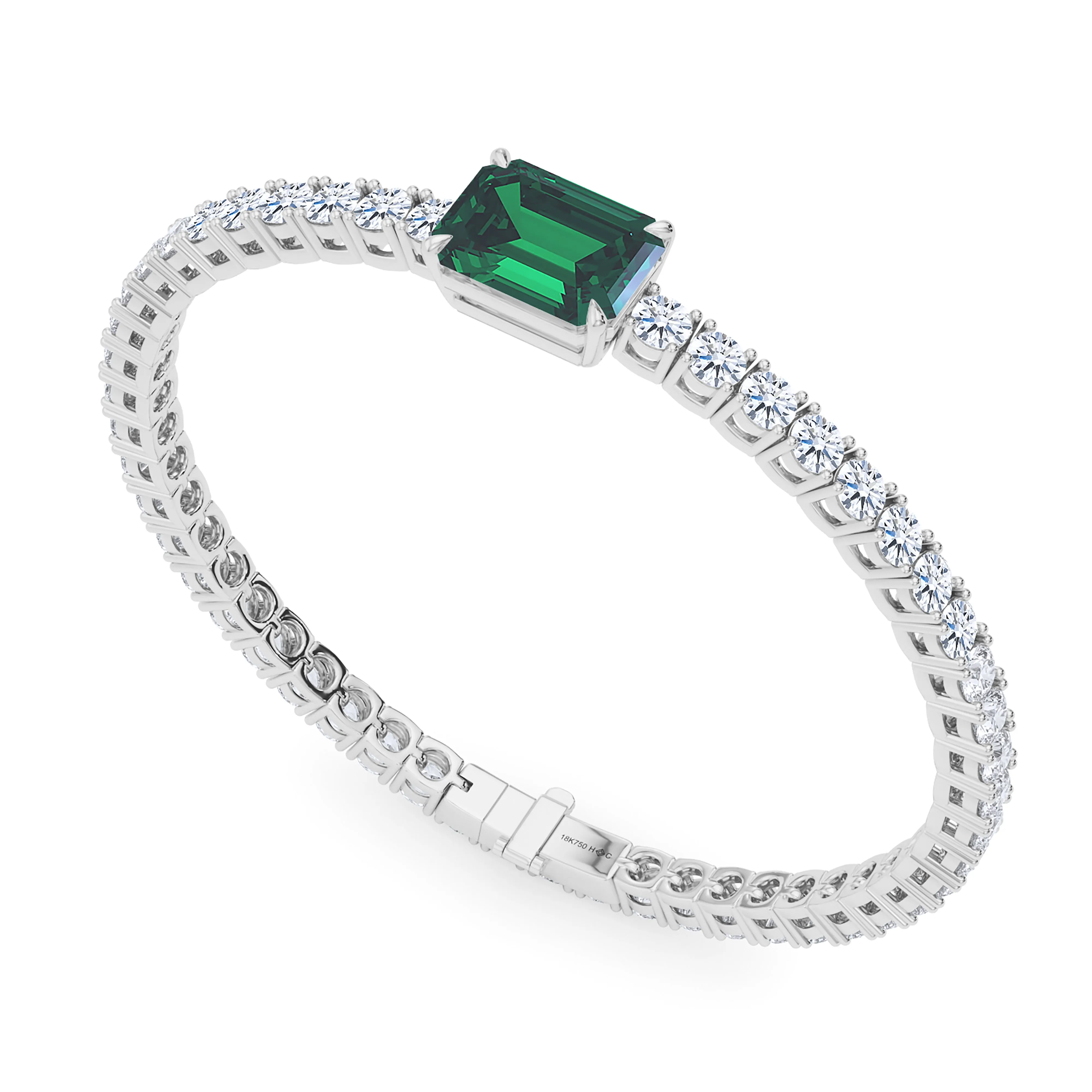 Round Cut Diamond & Birthstone Tennis Bracelet