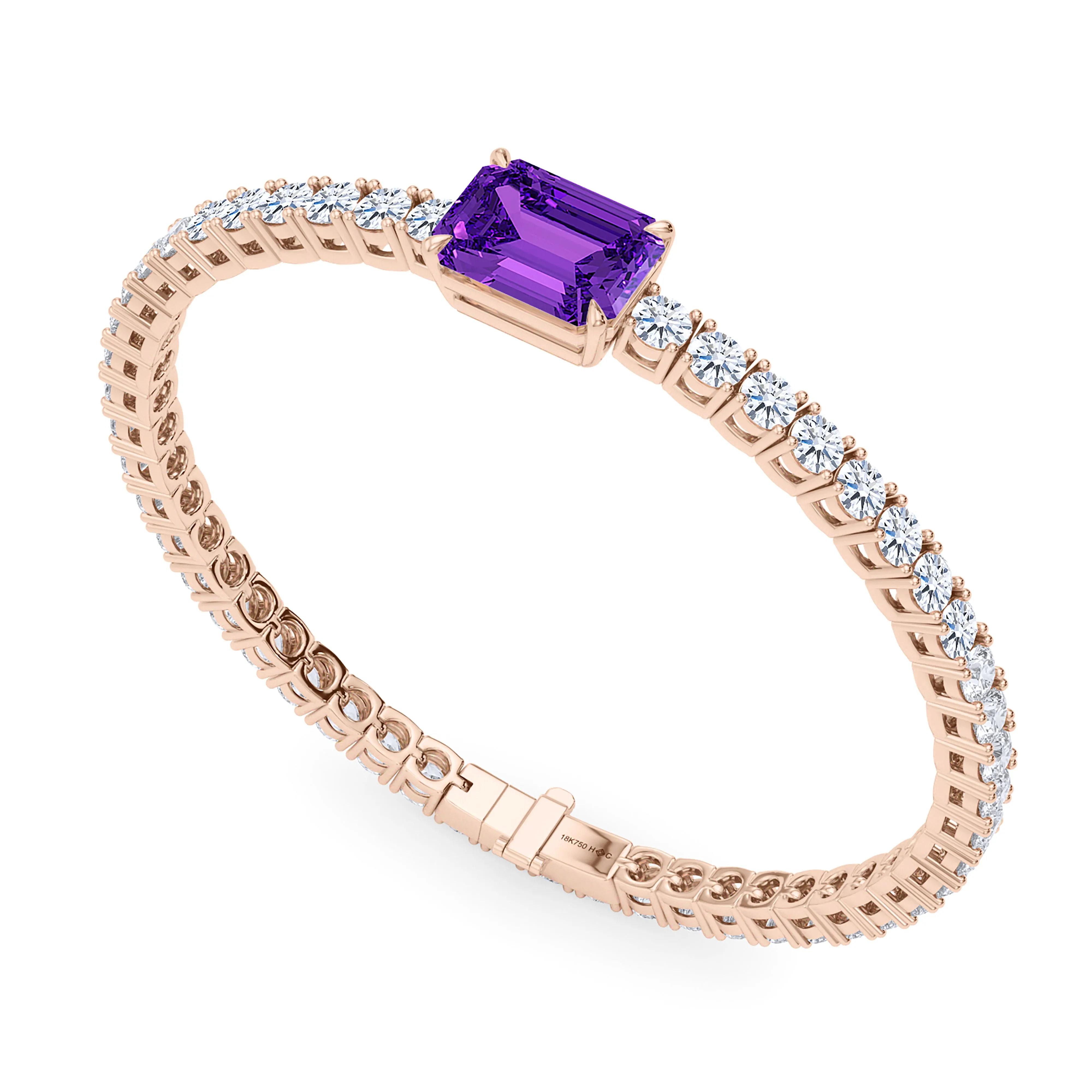 Round Cut Diamond & Birthstone Tennis Bracelet