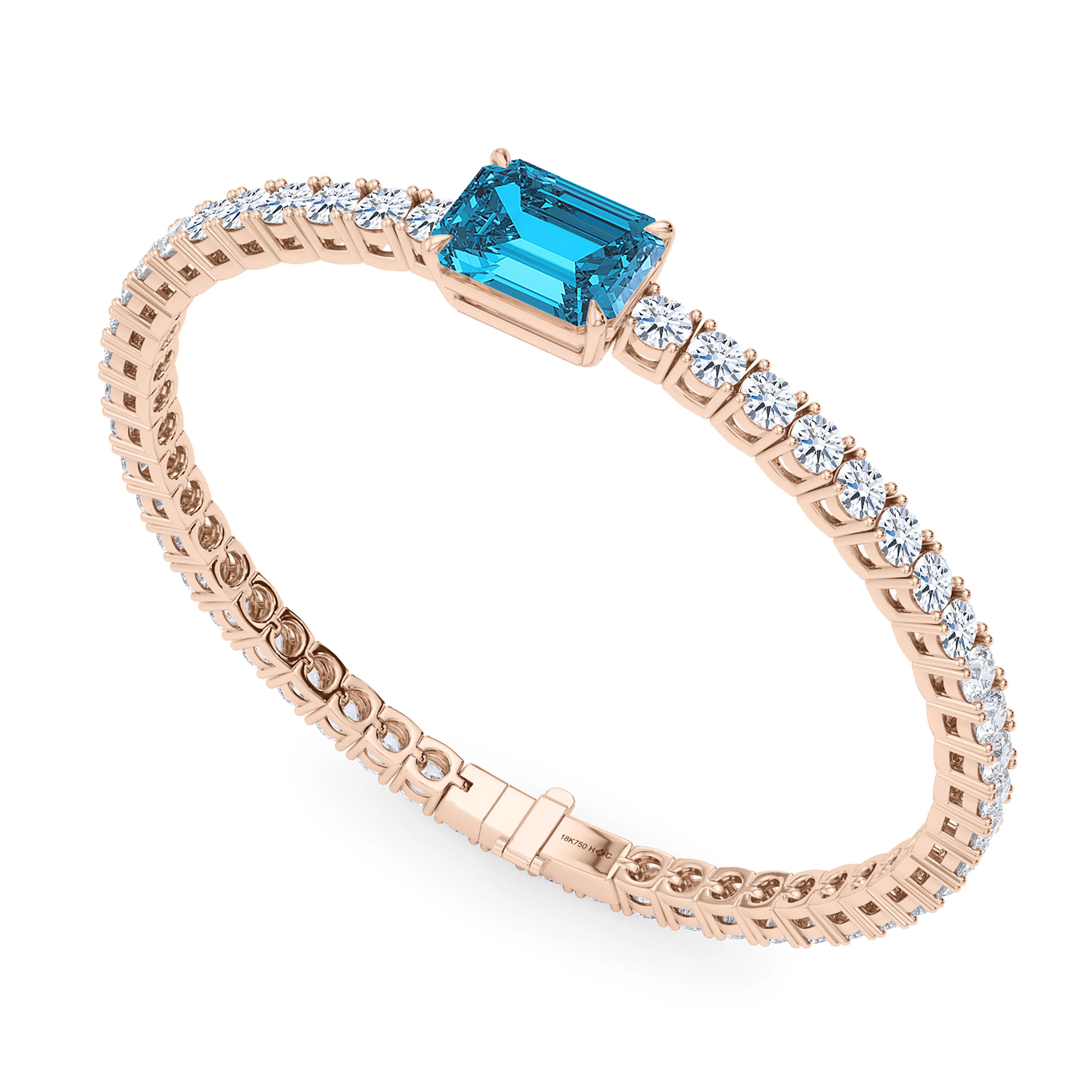Round Cut Diamond & Birthstone Tennis Bracelet