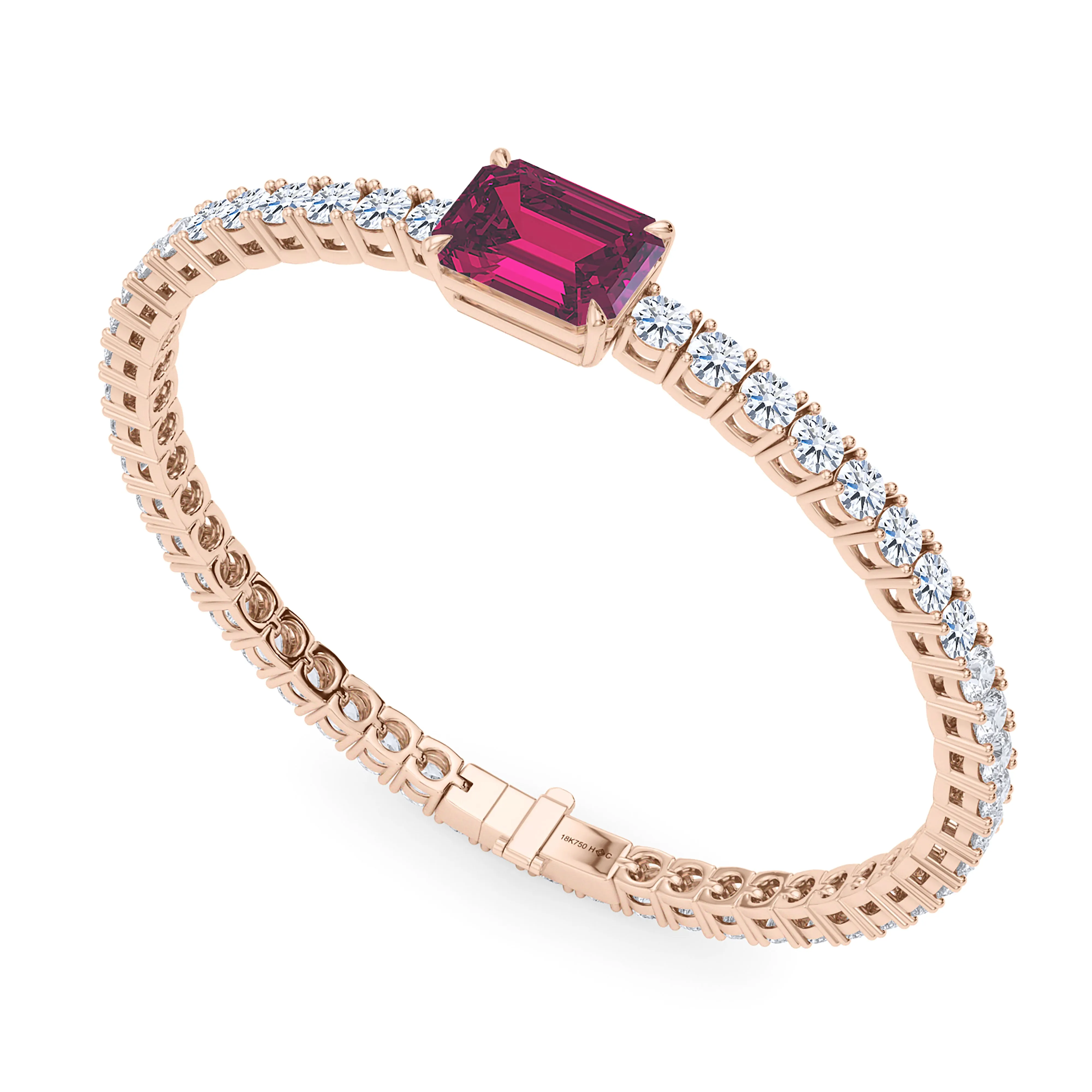 Round Cut Diamond & Birthstone Tennis Bracelet