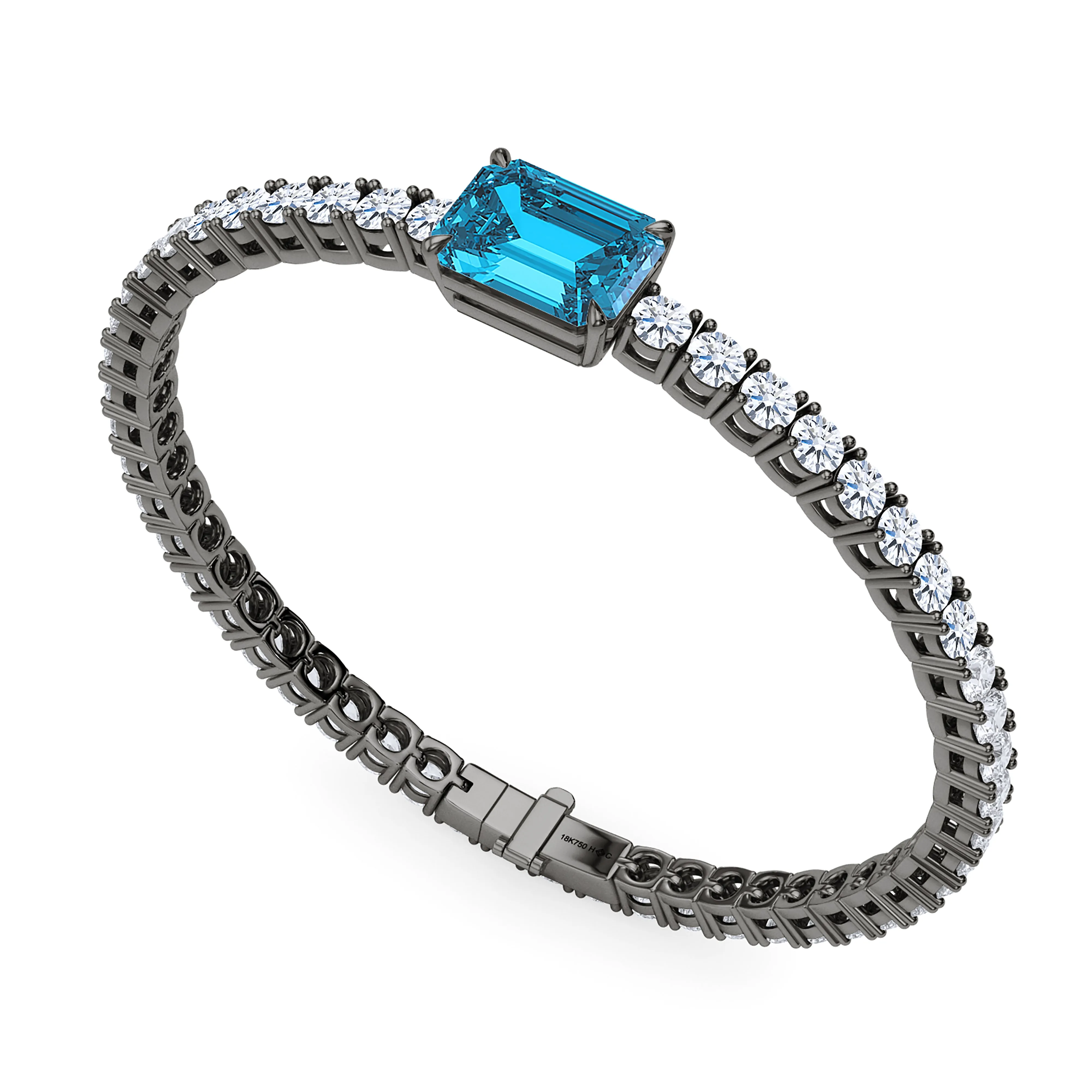 Round Cut Diamond & Birthstone Tennis Bracelet
