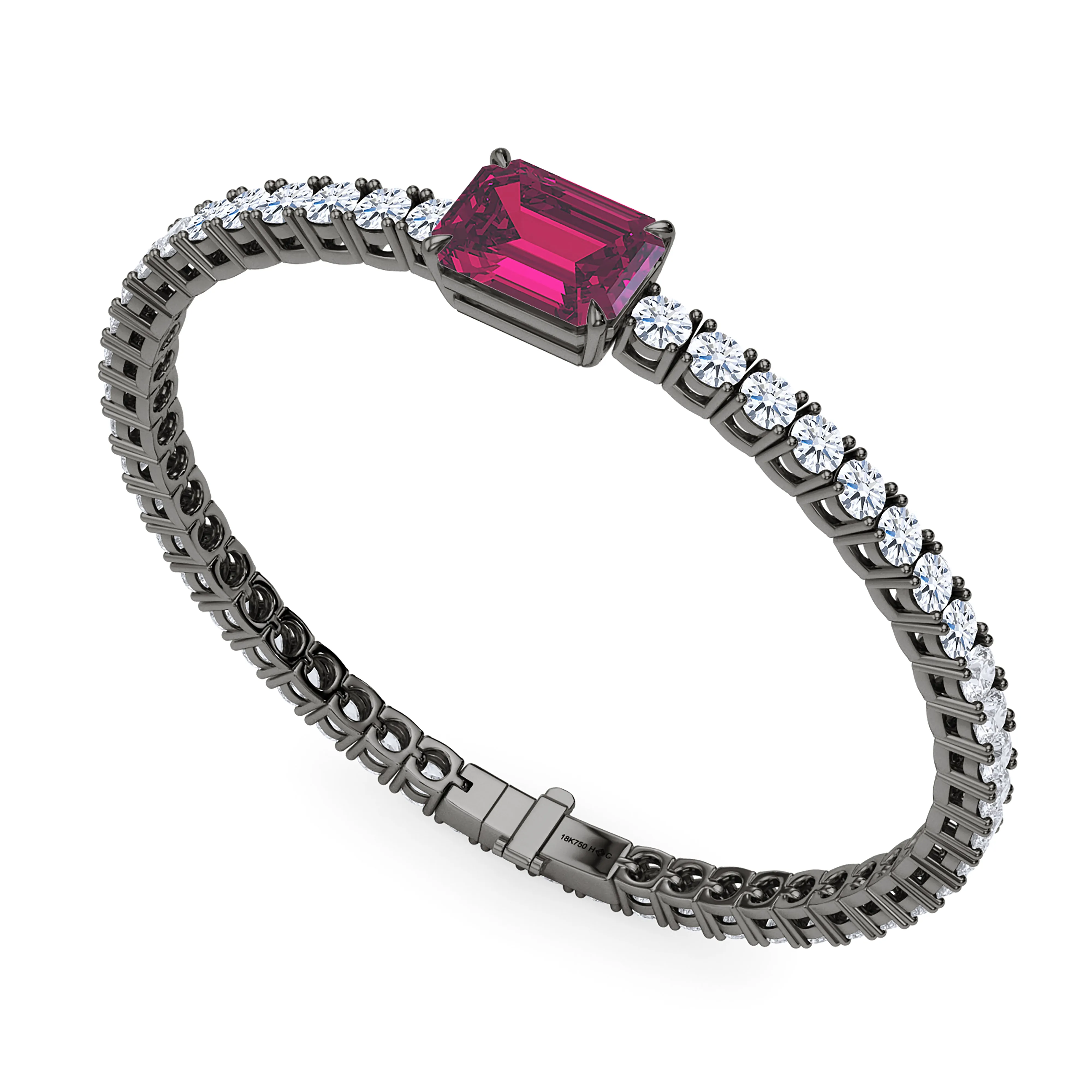 Round Cut Diamond & Birthstone Tennis Bracelet