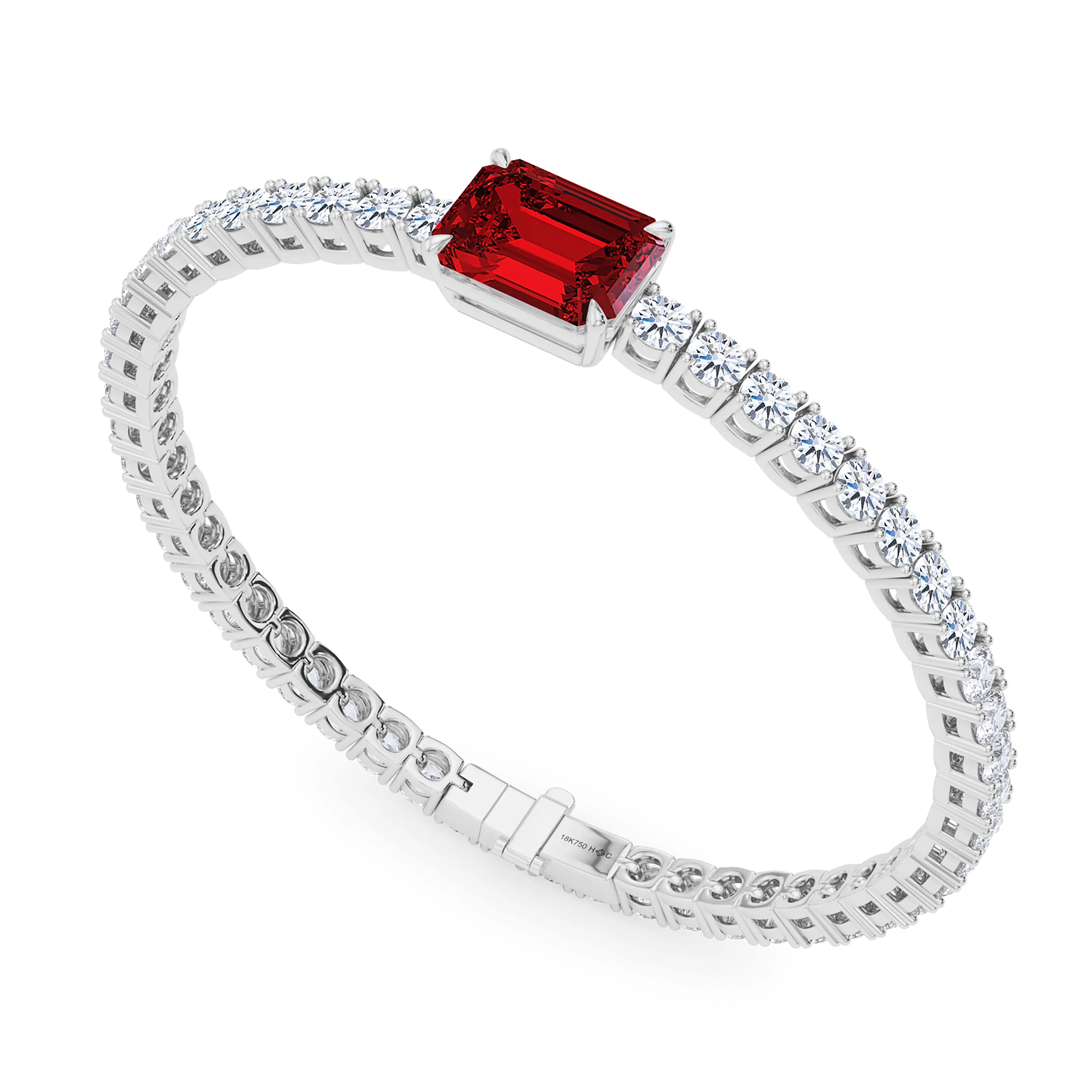 Round Cut Diamond & Birthstone Tennis Bracelet