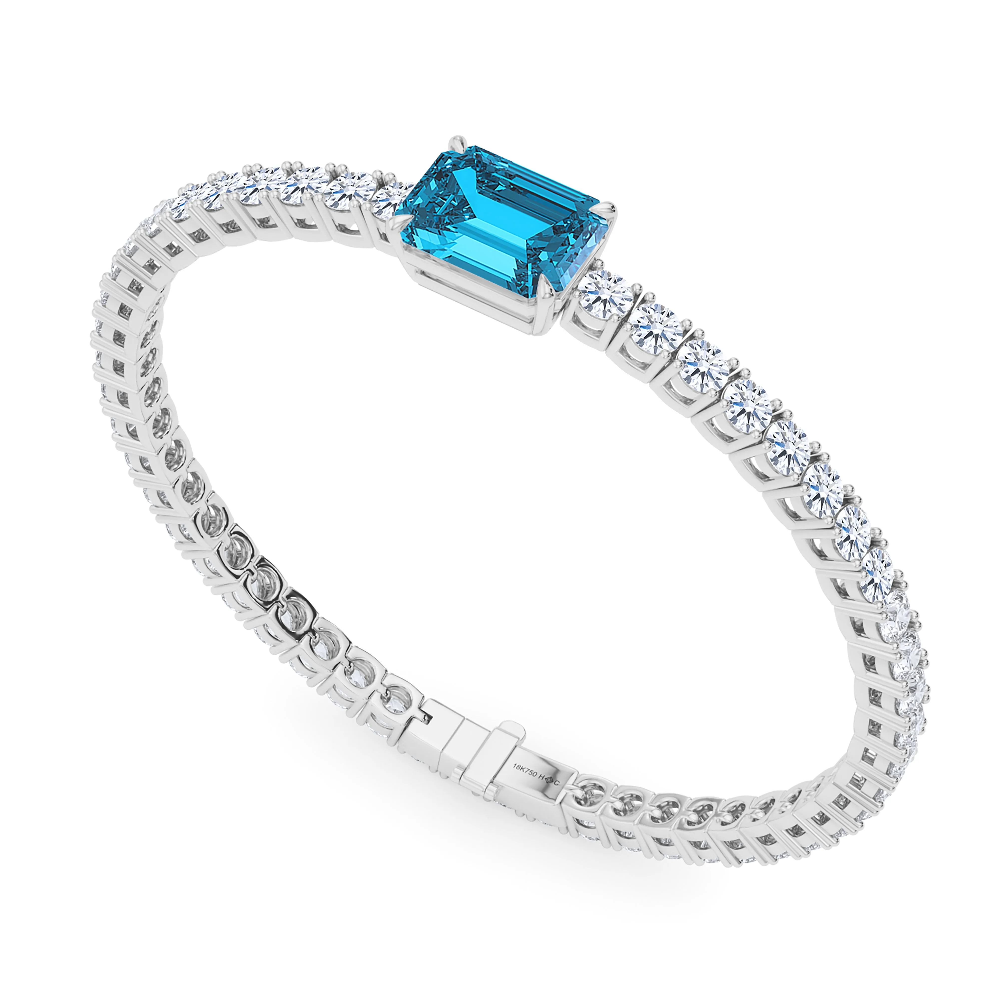 Round Cut Diamond & Birthstone Tennis Bracelet
