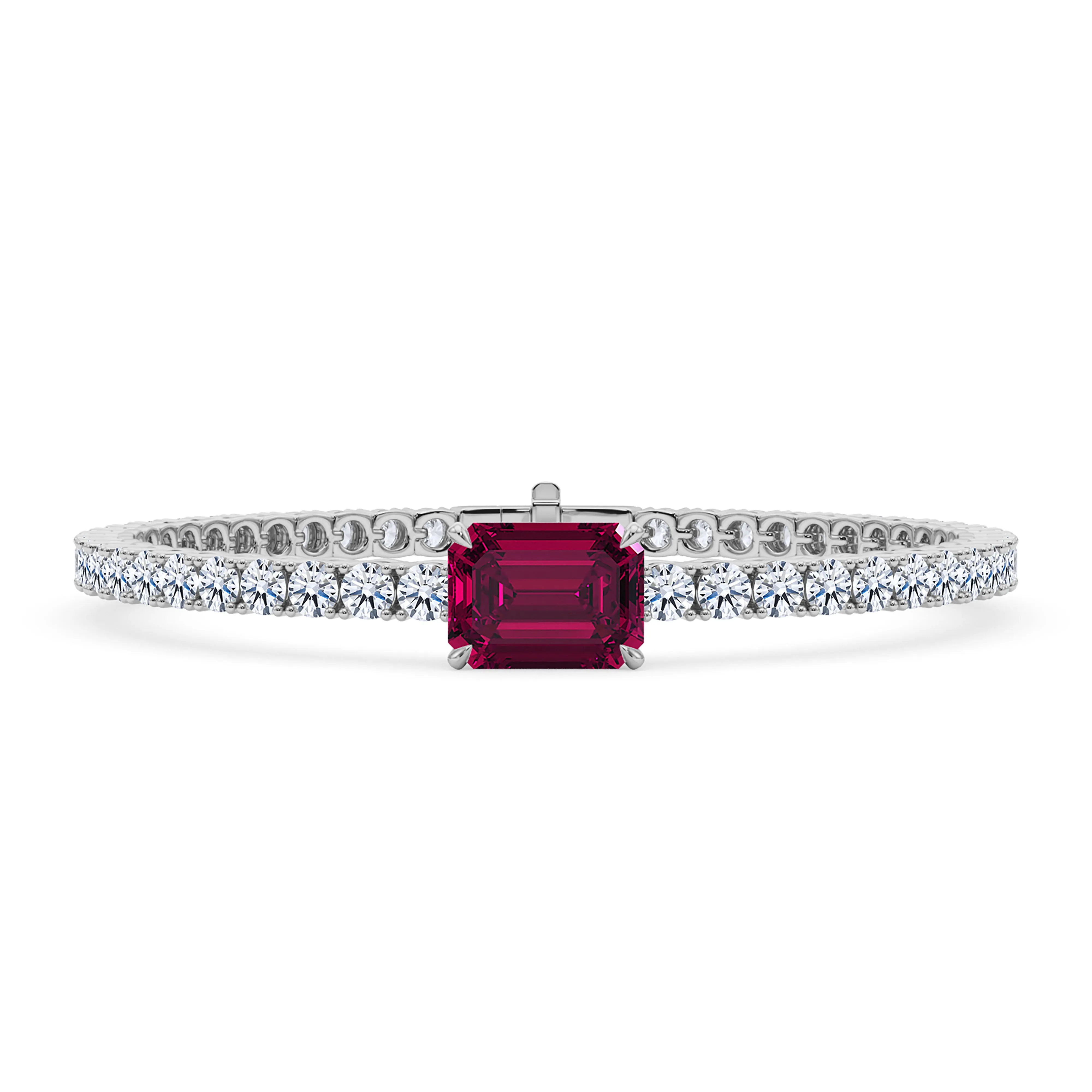 Round Cut Diamond & Birthstone Tennis Bracelet