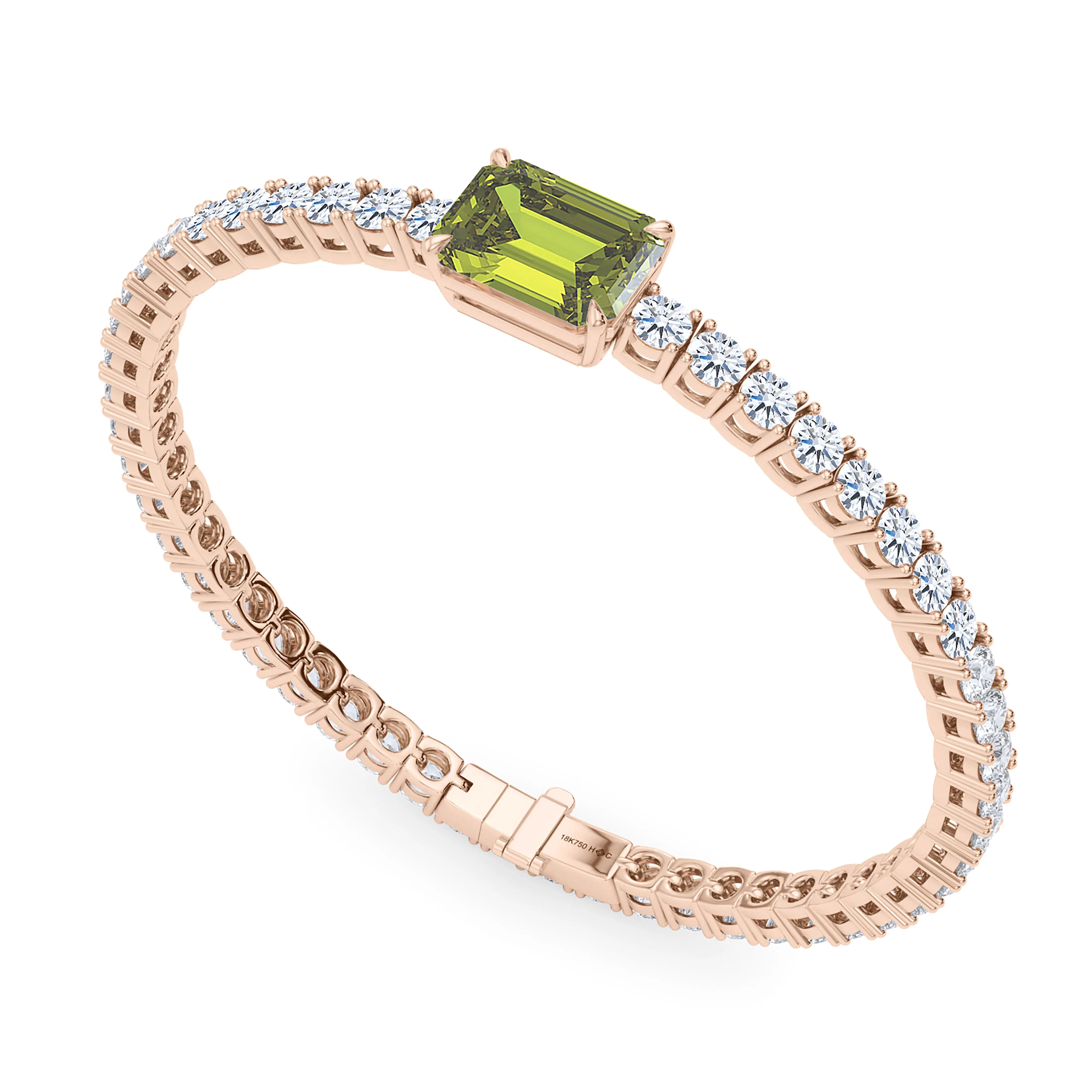 Round Cut Diamond & Birthstone Tennis Bracelet