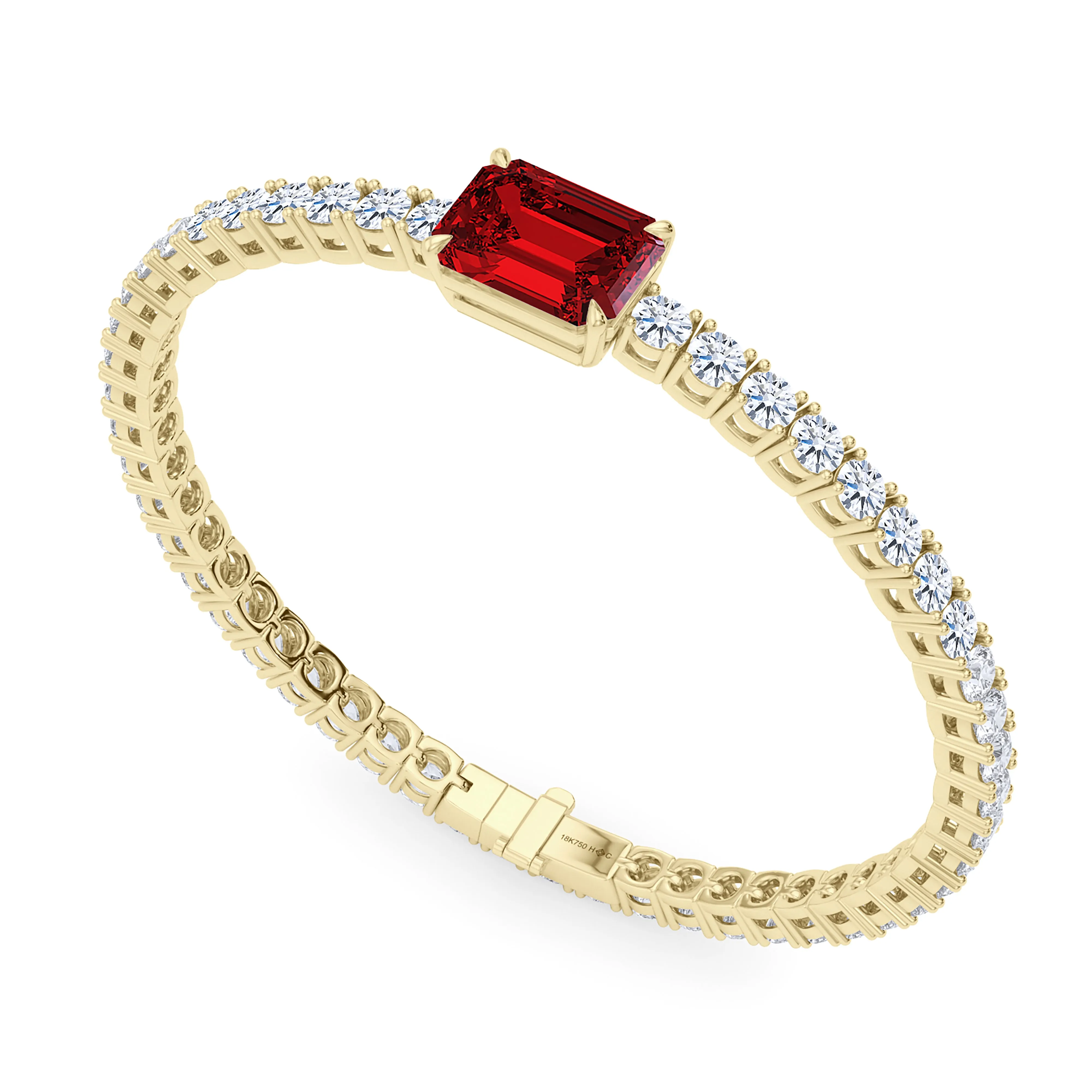 Round Cut Diamond & Birthstone Tennis Bracelet