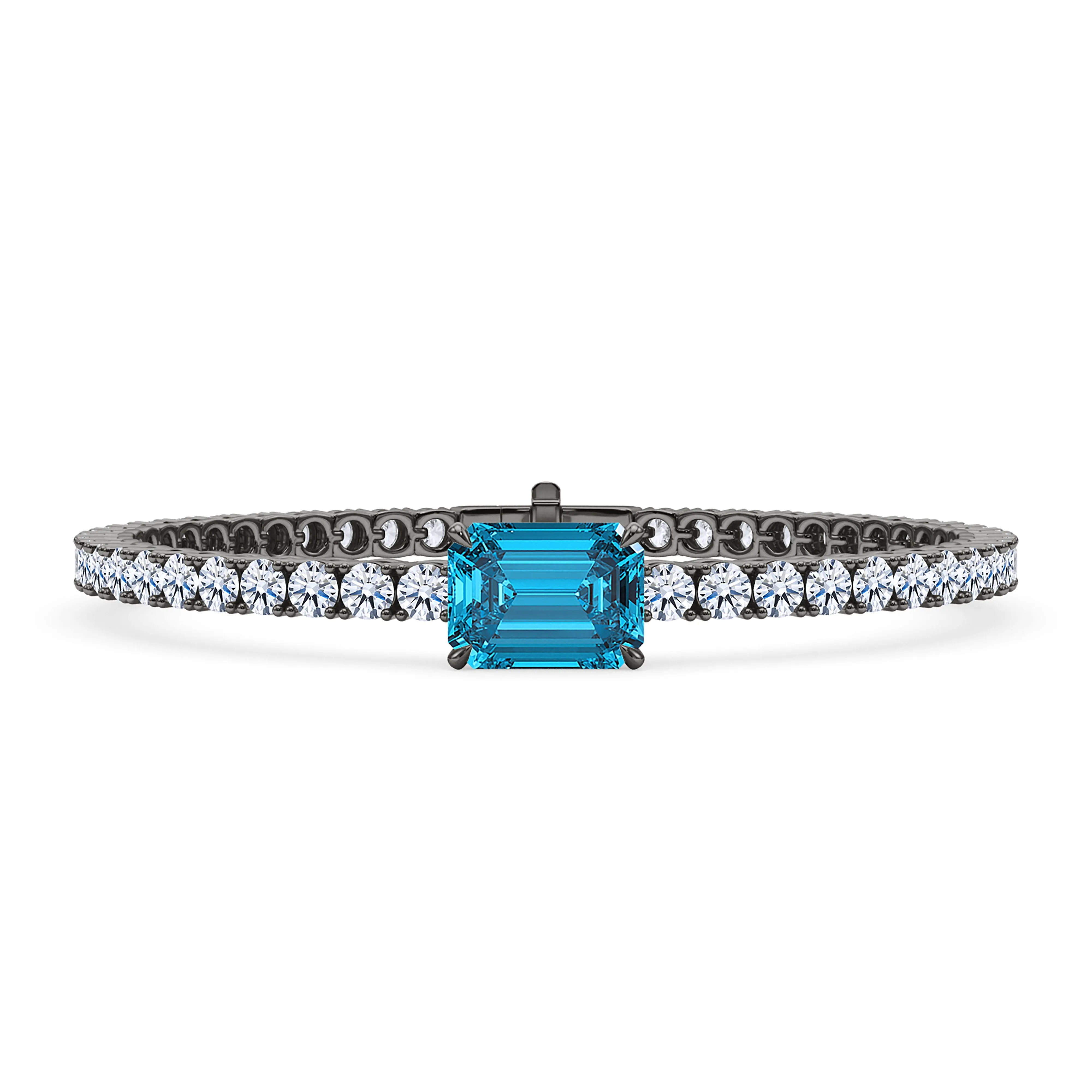 Round Cut Diamond & Birthstone Tennis Bracelet
