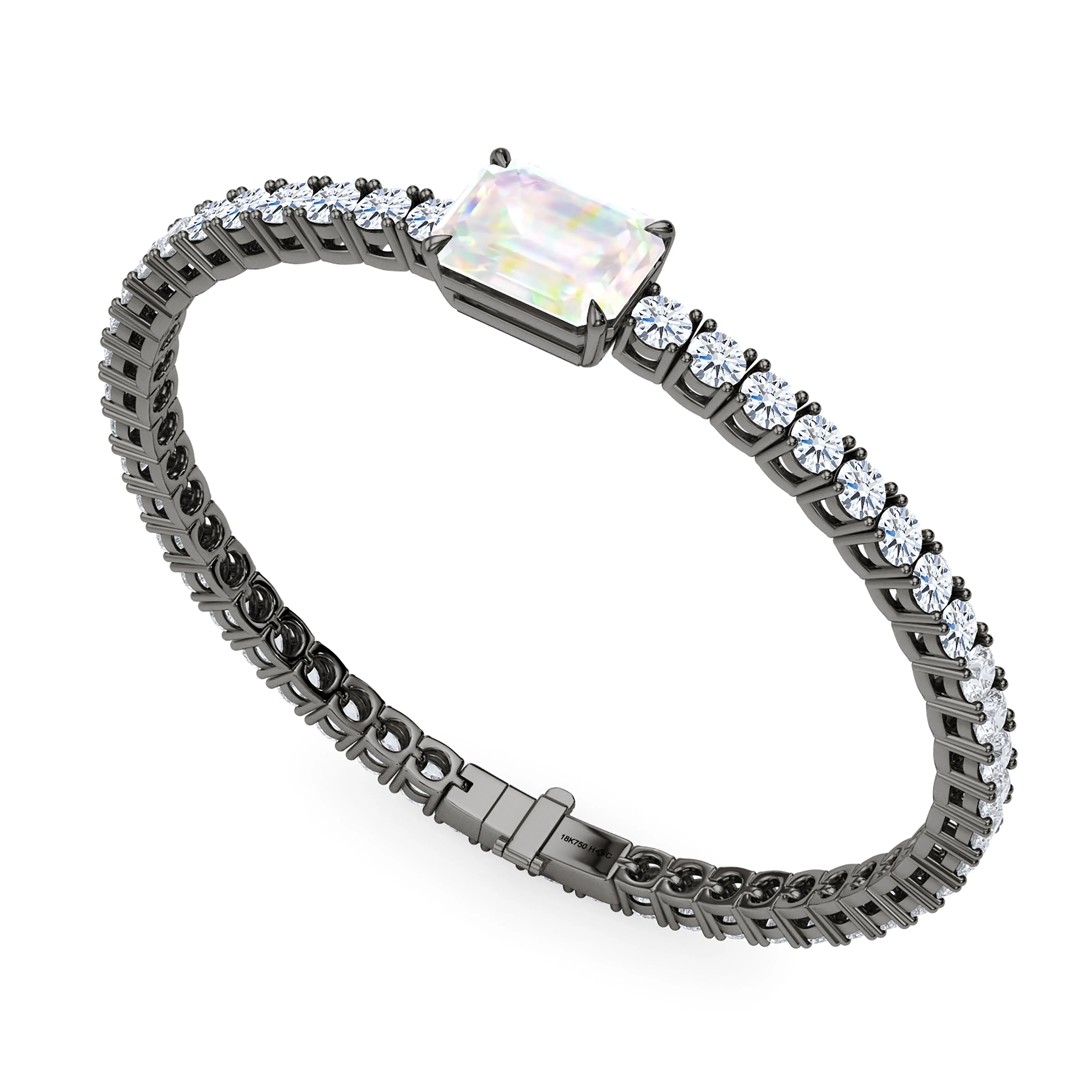Round Cut Diamond & Birthstone Tennis Bracelet